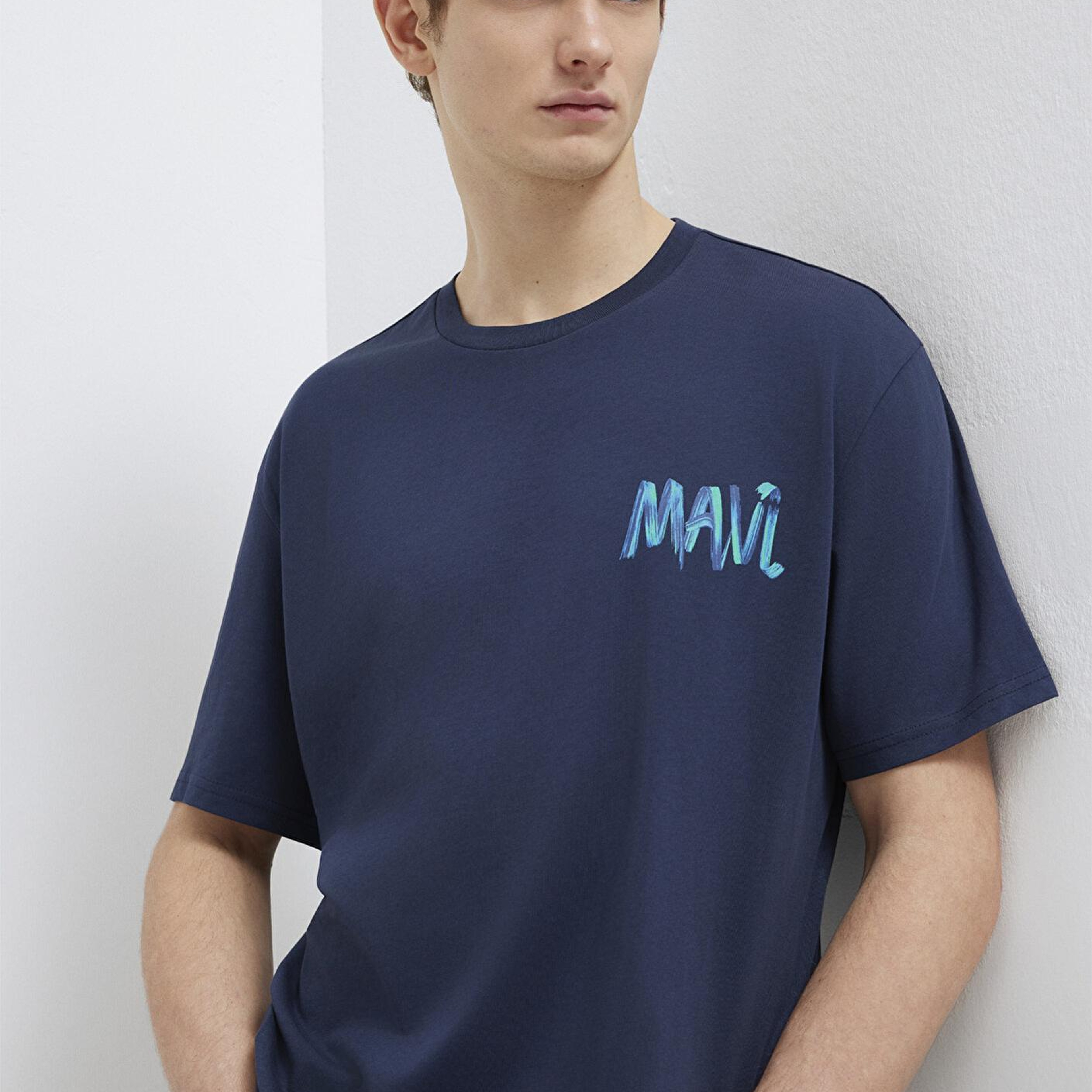 Mavi Mavi Baskılı Lacivert Tişört Loose Fit / Bol Rahat Kesim 0612468-70490