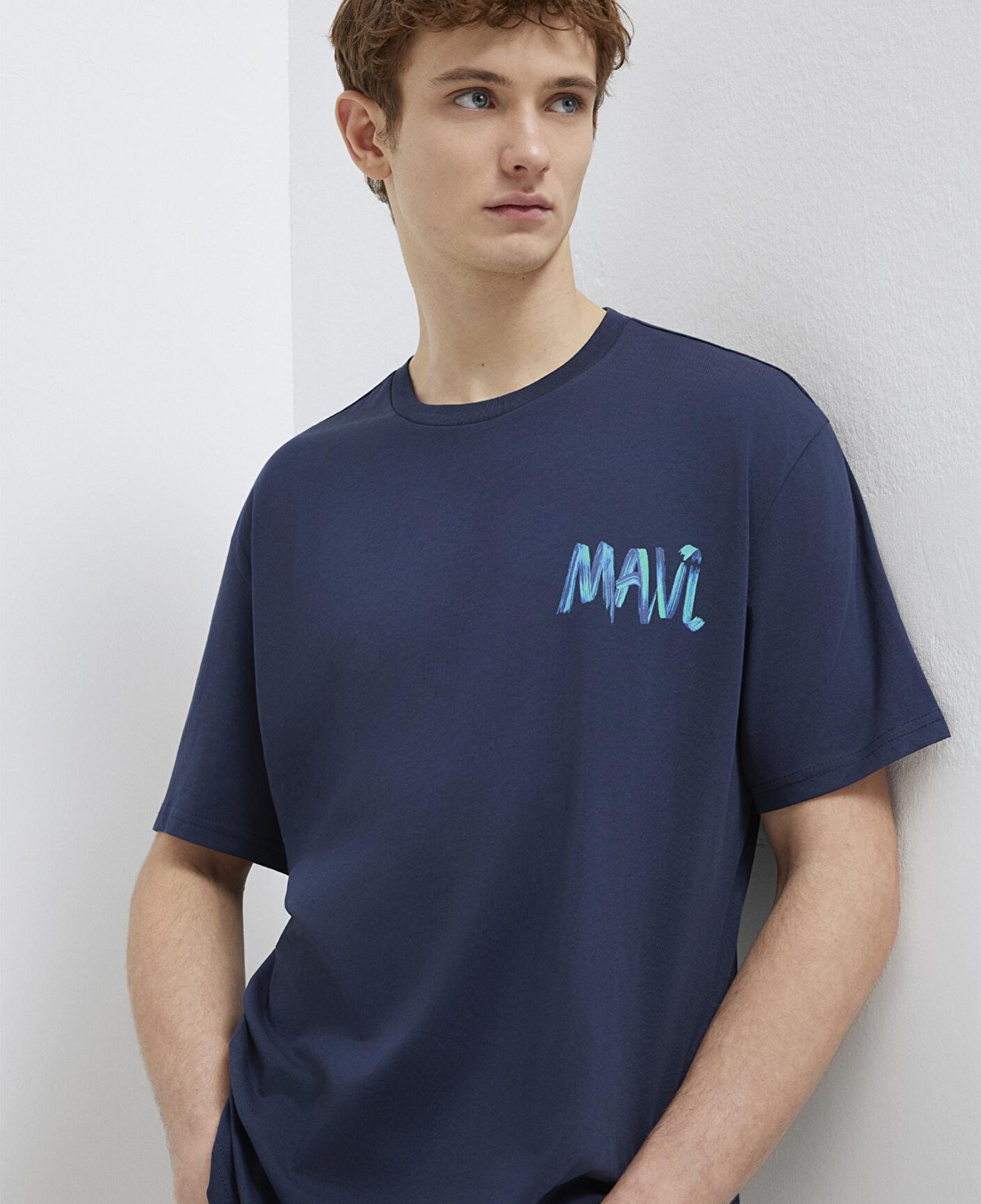 Mavi Mavi Baskılı Lacivert Tişört Loose Fit / Bol Rahat Kesim 0612468-70490