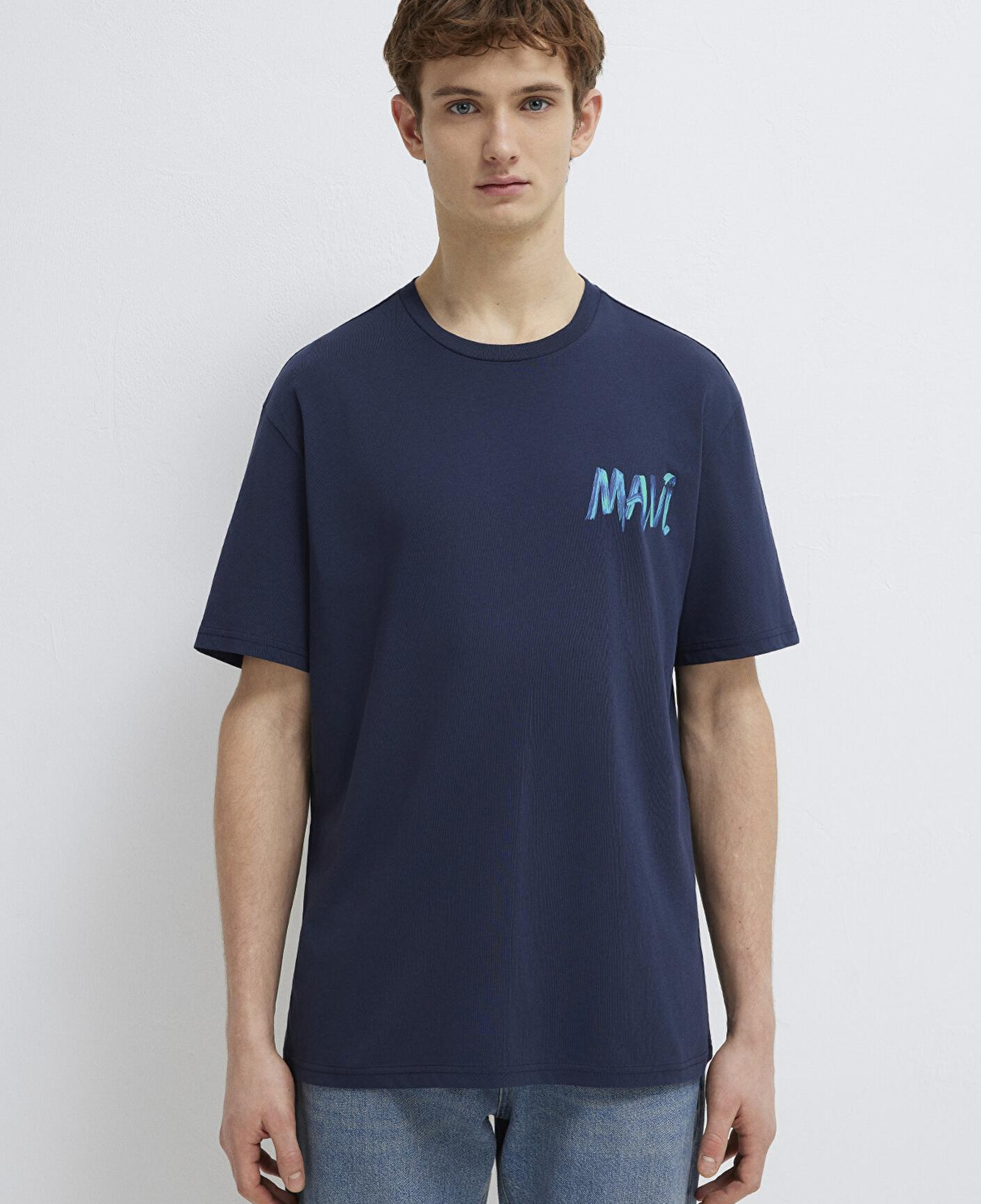 Mavi Mavi Baskılı Lacivert Tişört Loose Fit / Bol Rahat Kesim 0612468-70490