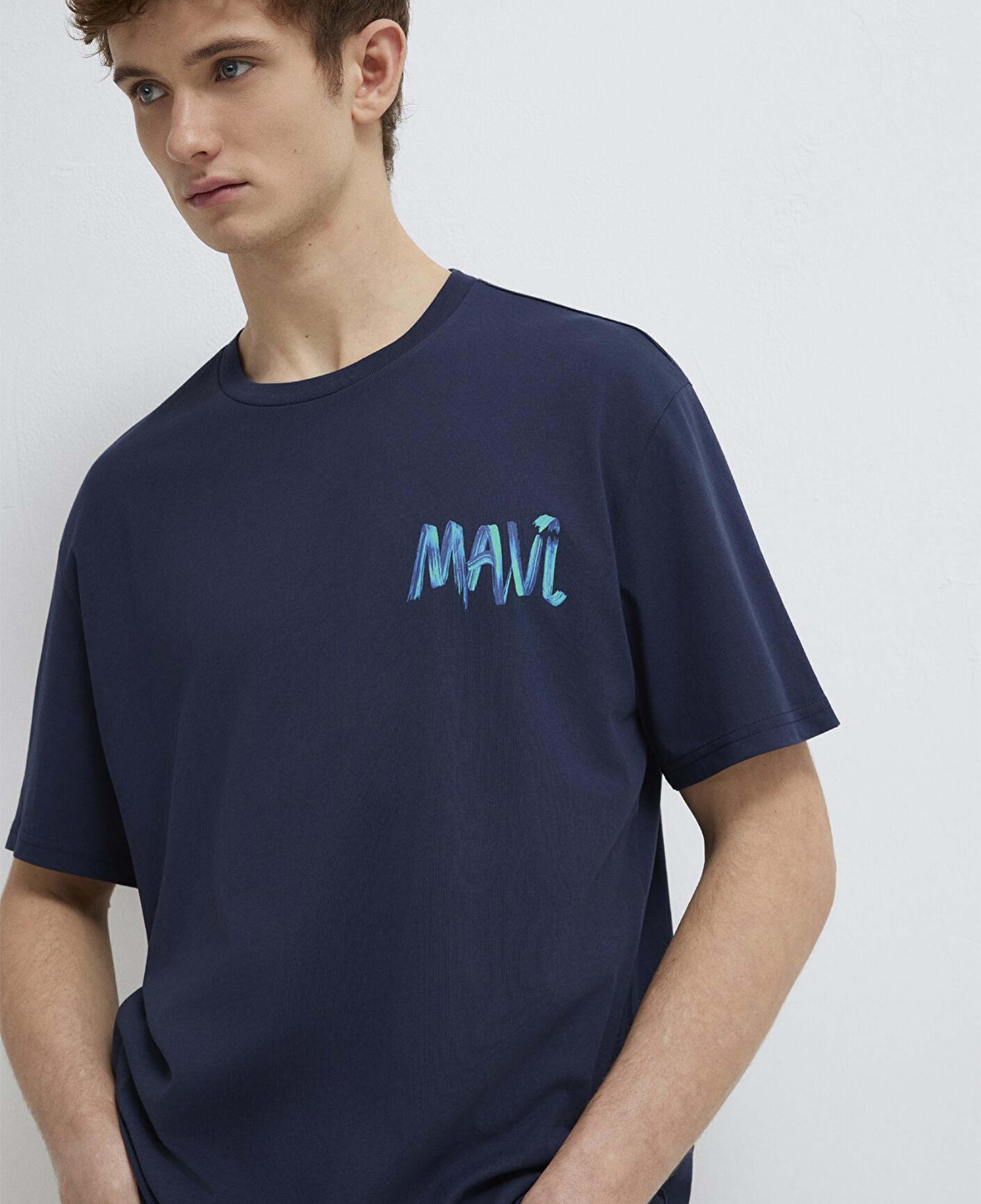 Mavi Mavi Baskılı Lacivert Tişört Loose Fit / Bol Rahat Kesim 0612468-70490