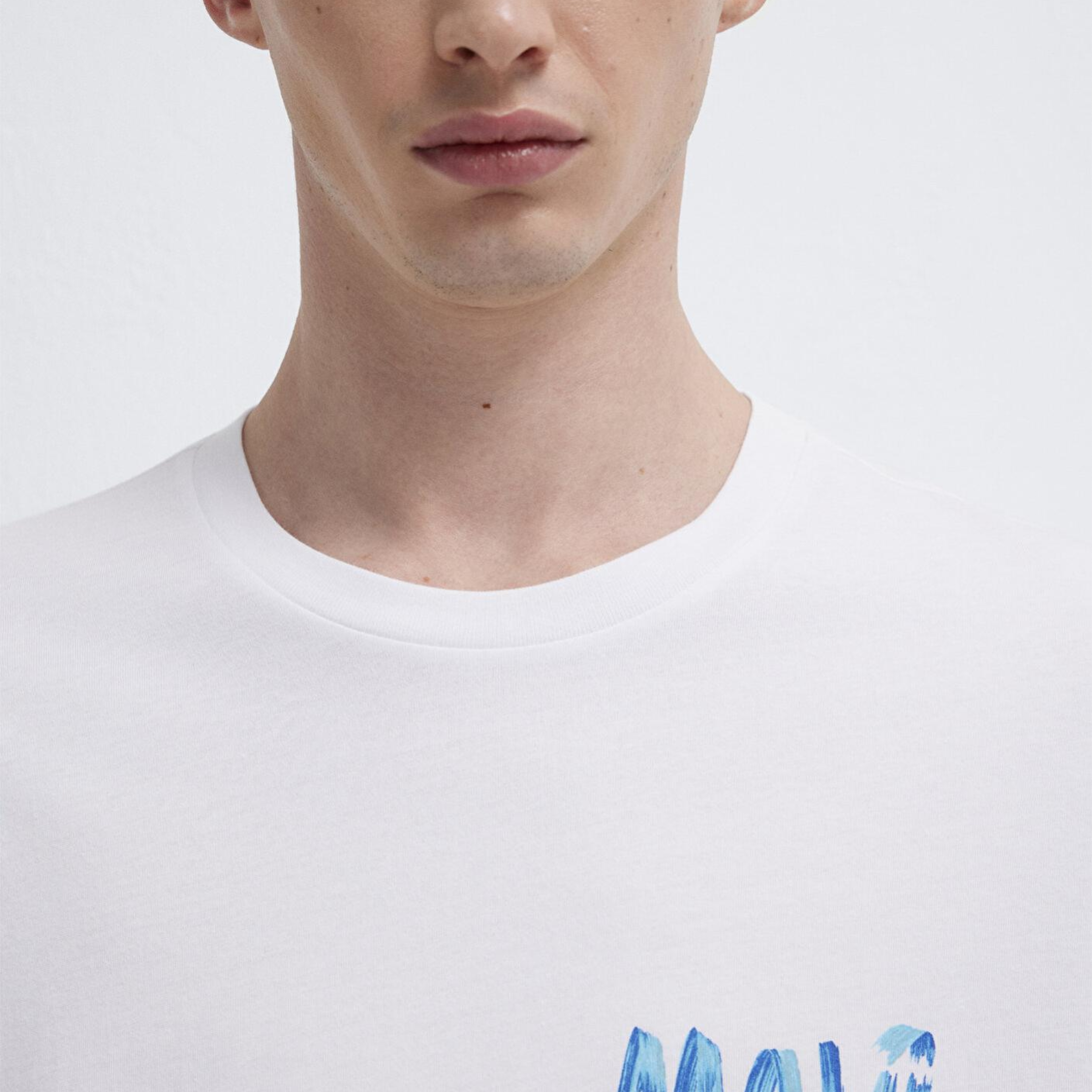 Mavi Mavi Baskılı Beyaz Tişört Loose Fit / Bol Rahat Kesim 0612468-620