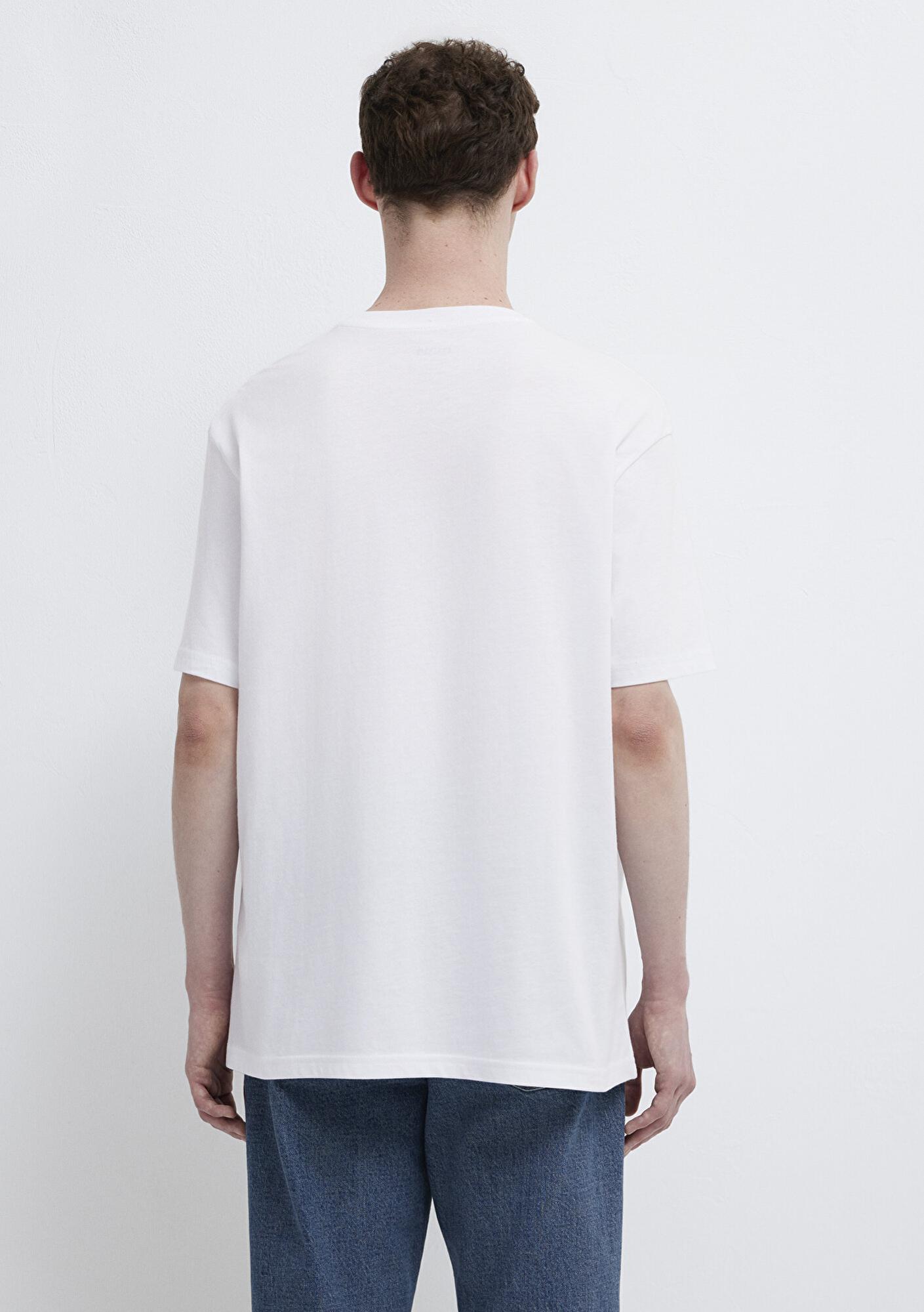 Mavi Mavi Baskılı Beyaz Tişört Loose Fit / Bol Rahat Kesim 0612468-620