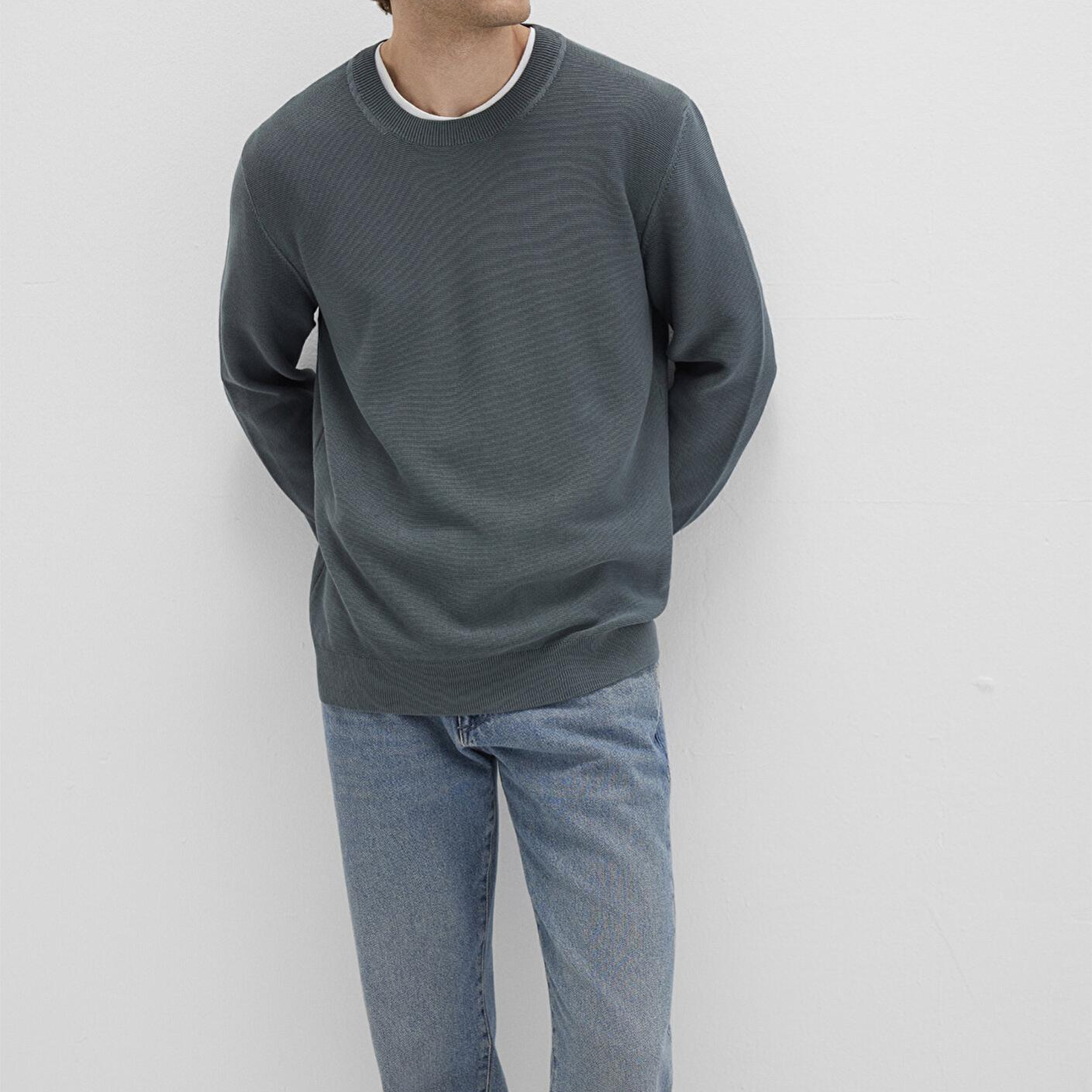 Mavi Bisiklet Yaka Yeşil Kazak Regular Fit / Normal Kesim 0710197-80889