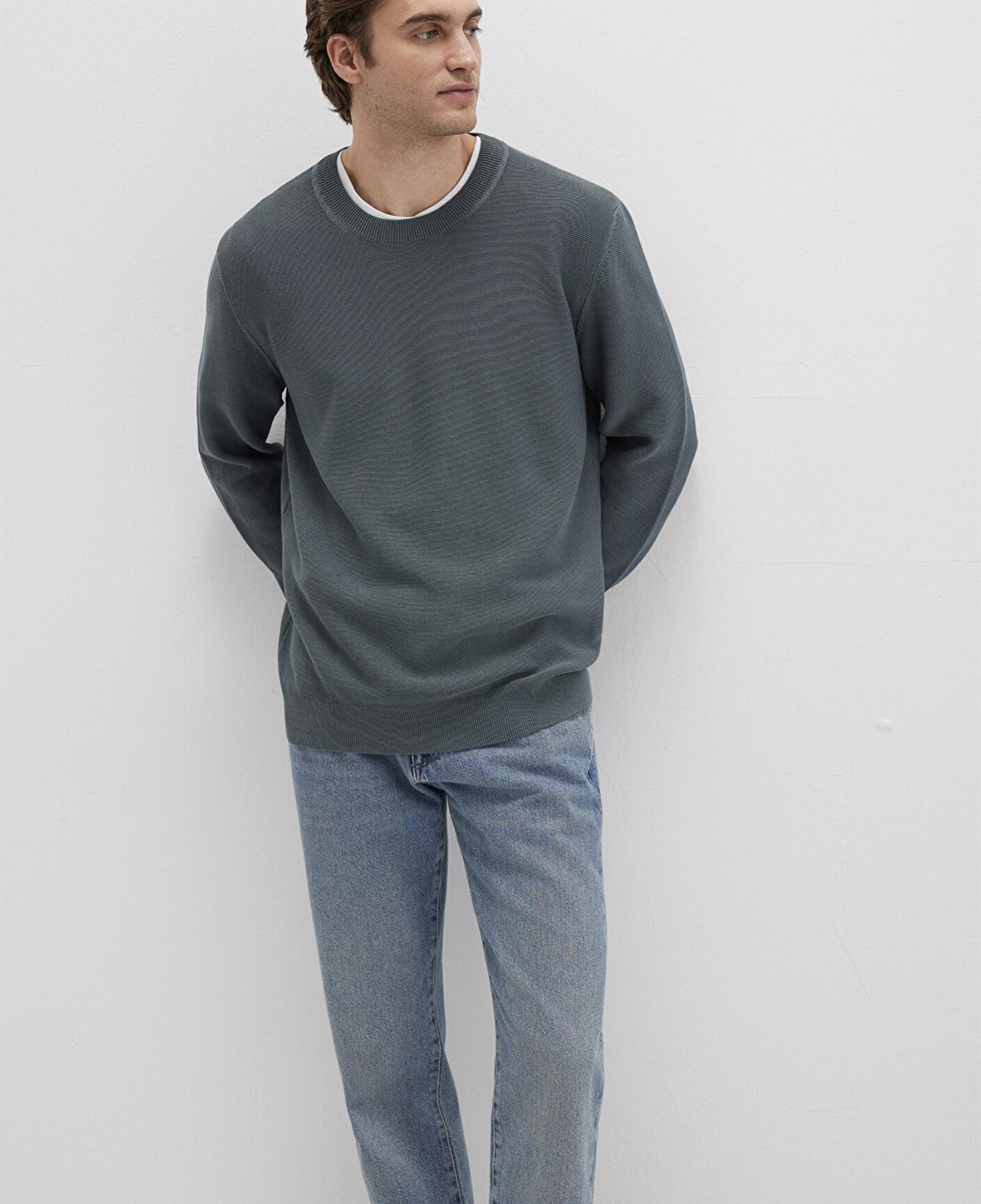 Mavi Bisiklet Yaka Yeşil Kazak Regular Fit / Normal Kesim 0710197-80889