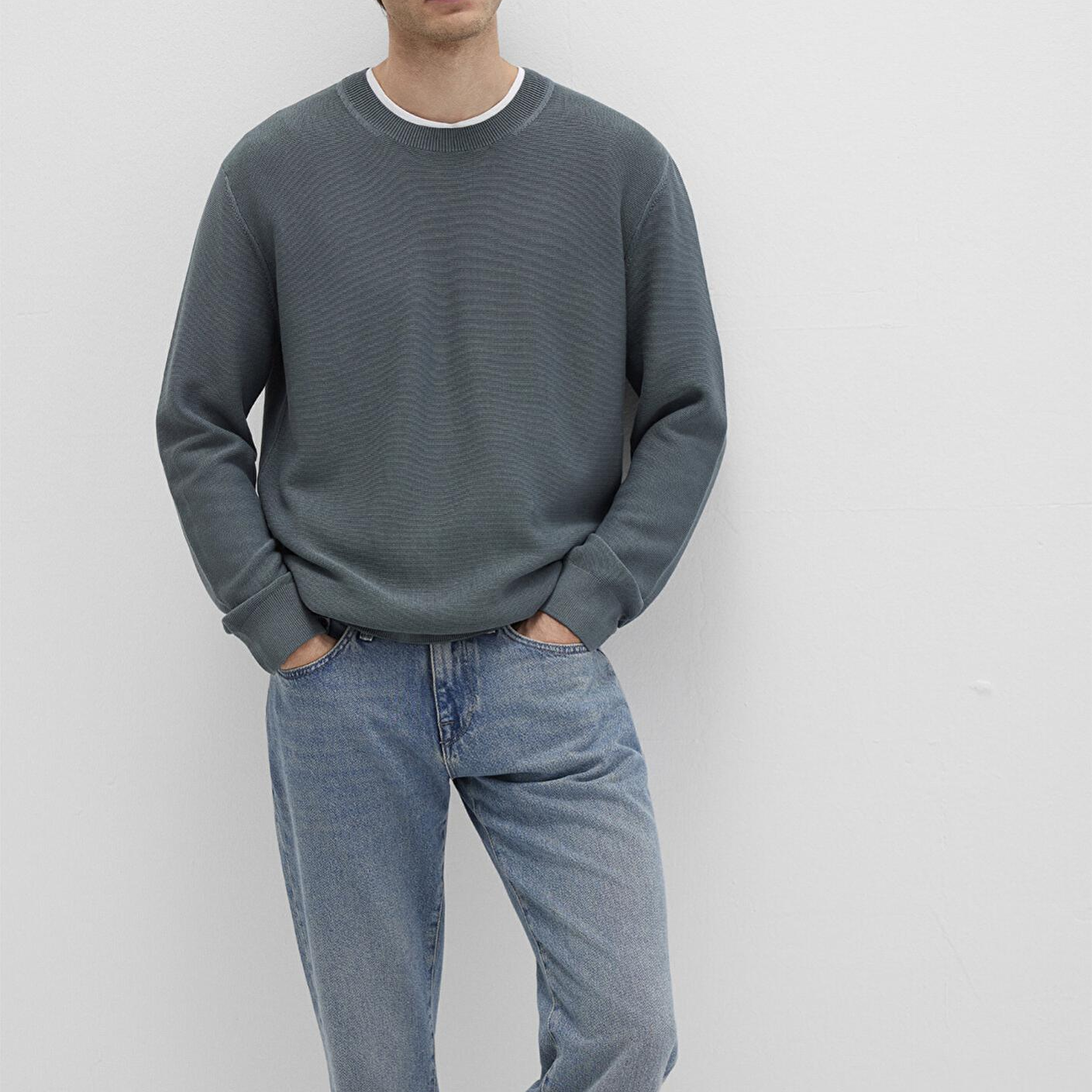 Mavi Bisiklet Yaka Yeşil Kazak Regular Fit / Normal Kesim 0710197-80889