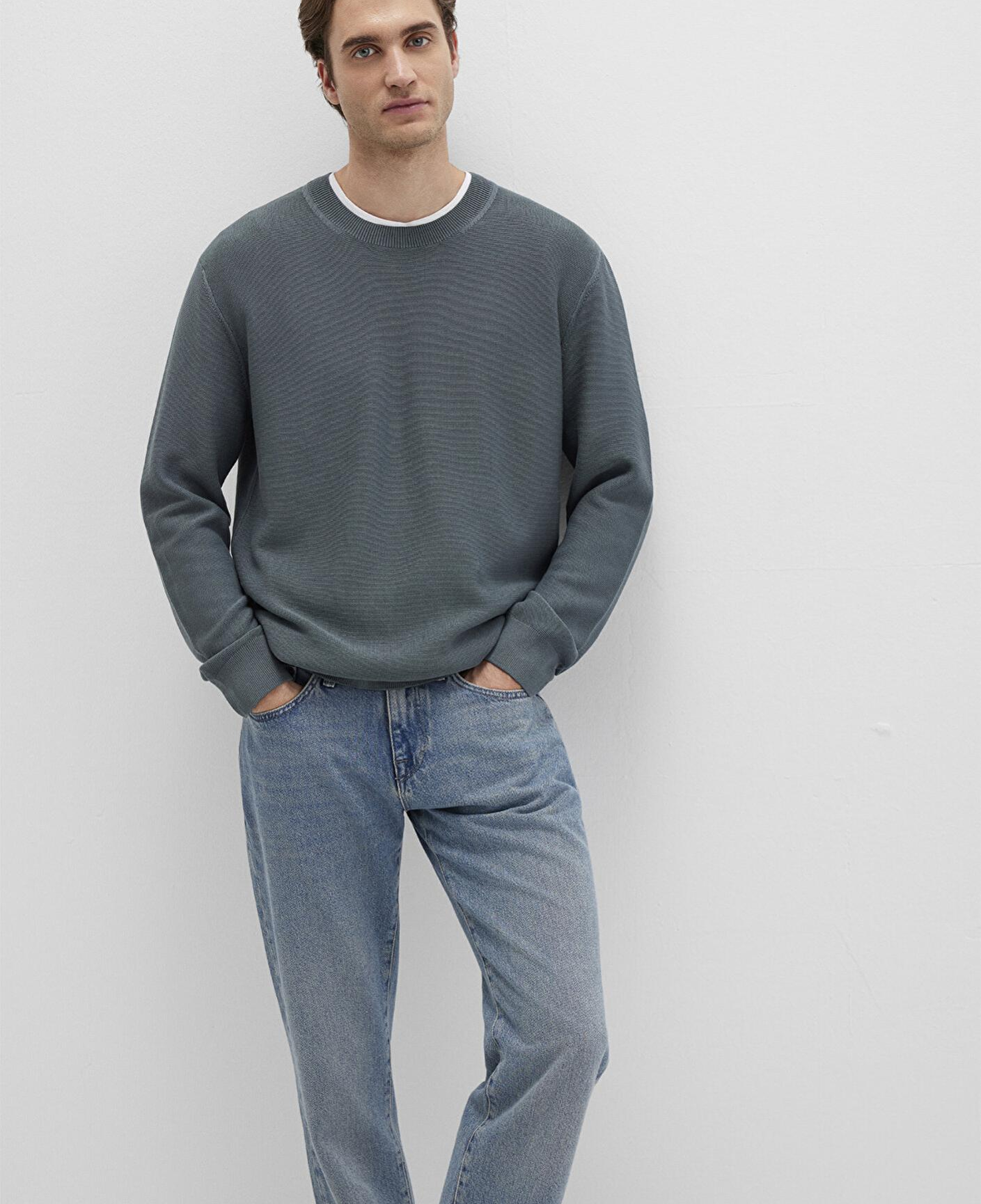 Mavi Bisiklet Yaka Yeşil Kazak Regular Fit / Normal Kesim 0710197-80889