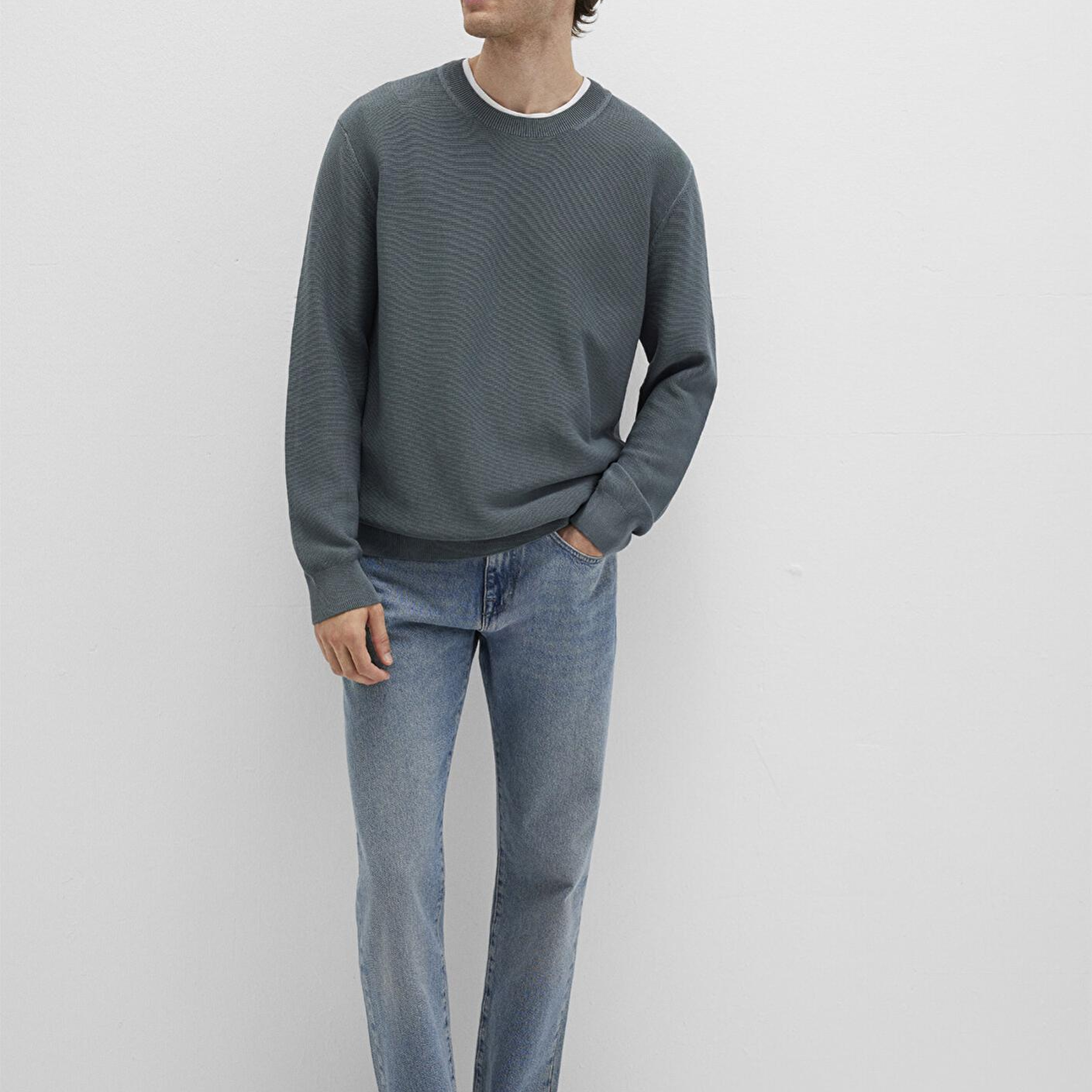 Mavi Bisiklet Yaka Yeşil Kazak Regular Fit / Normal Kesim 0710197-80889