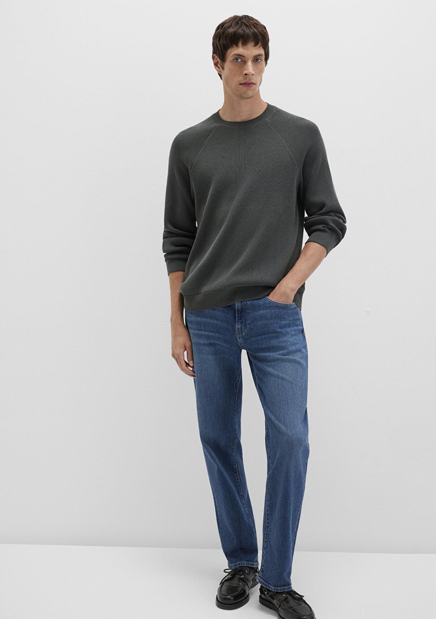 Mavi Bisiklet Yaka Yeşil Kazak Regular Fit / Normal Kesim 0710307-71598