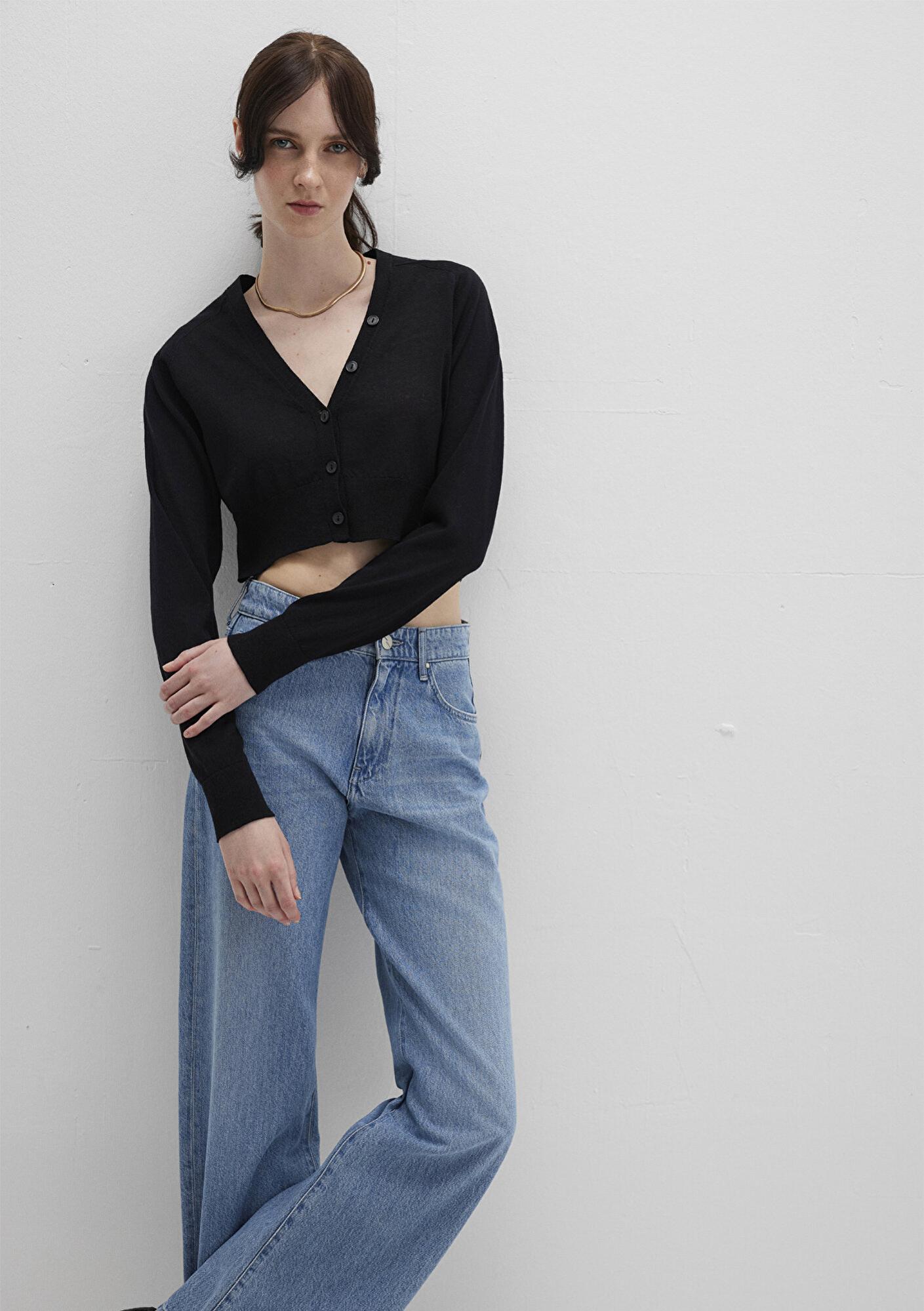 Mavi Siyah Crop Hırka Crop / Kısa Kesim 1710690-900