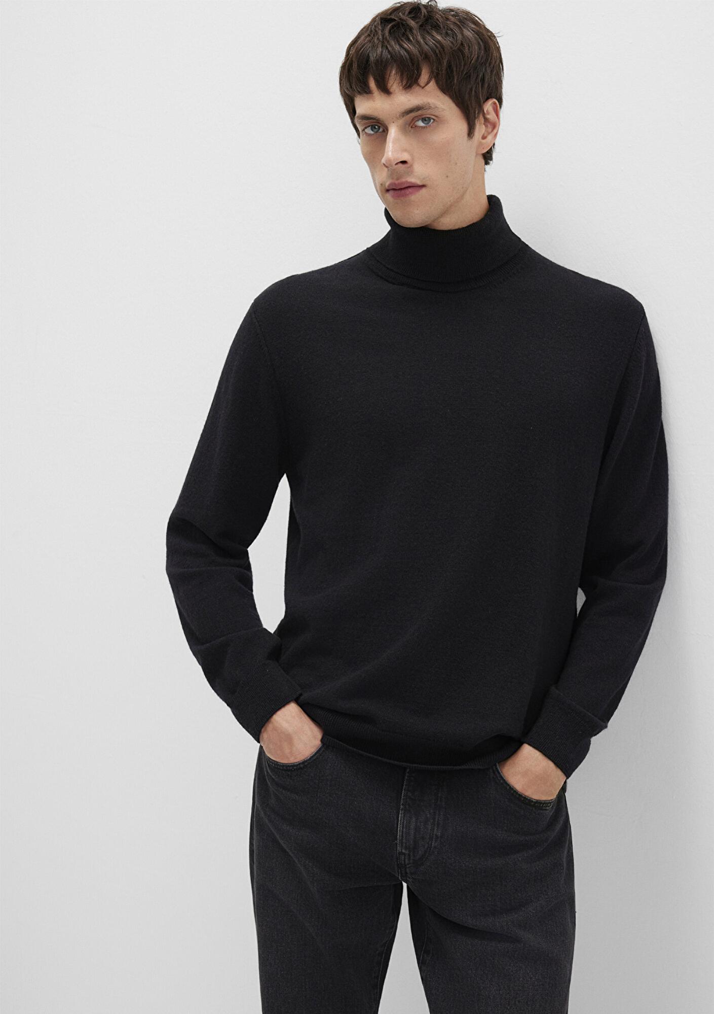 Mavi Yün Karışımlı Boğazlı Siyah Kazak Regular Fit / Normal Kesim 0710372-900