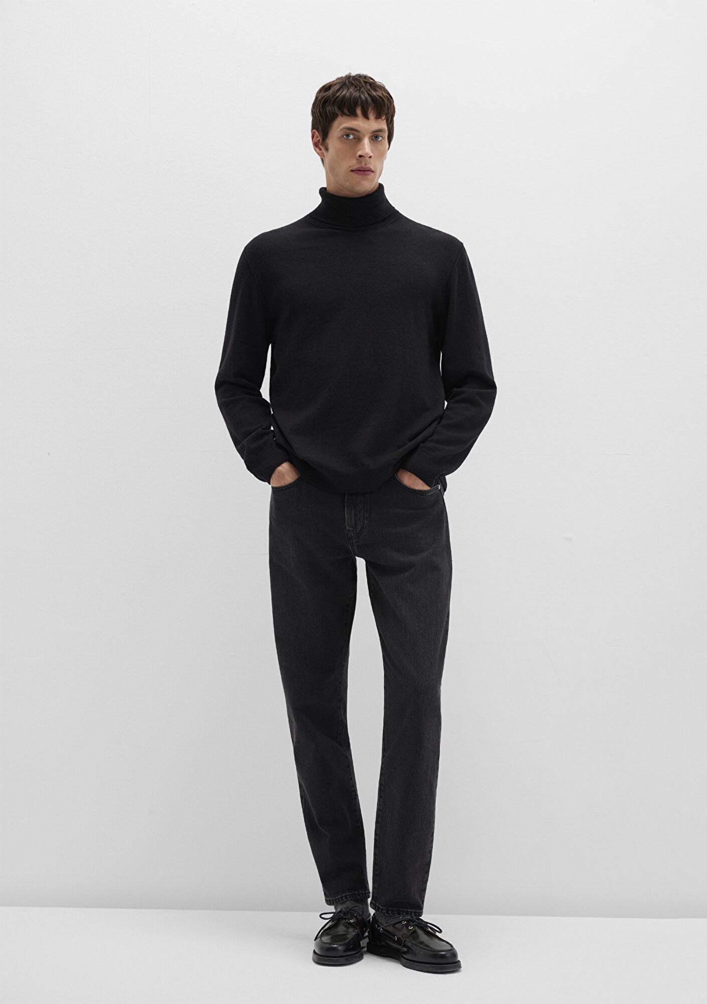 Mavi Yün Karışımlı Boğazlı Siyah Kazak Regular Fit / Normal Kesim 0710372-900