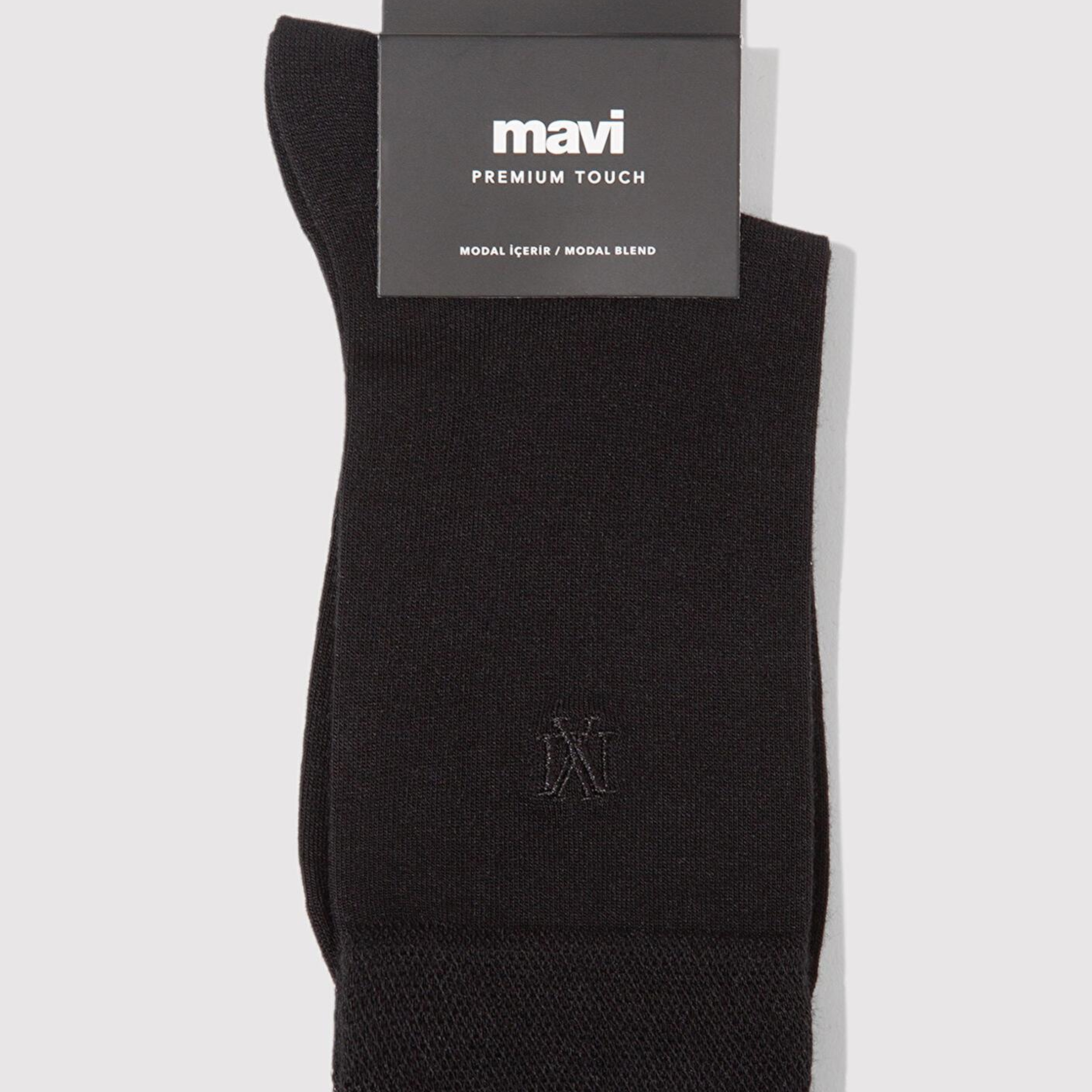 Mavi Mühür Logo Baskılı Siyah Soket Çorap 0911965-900