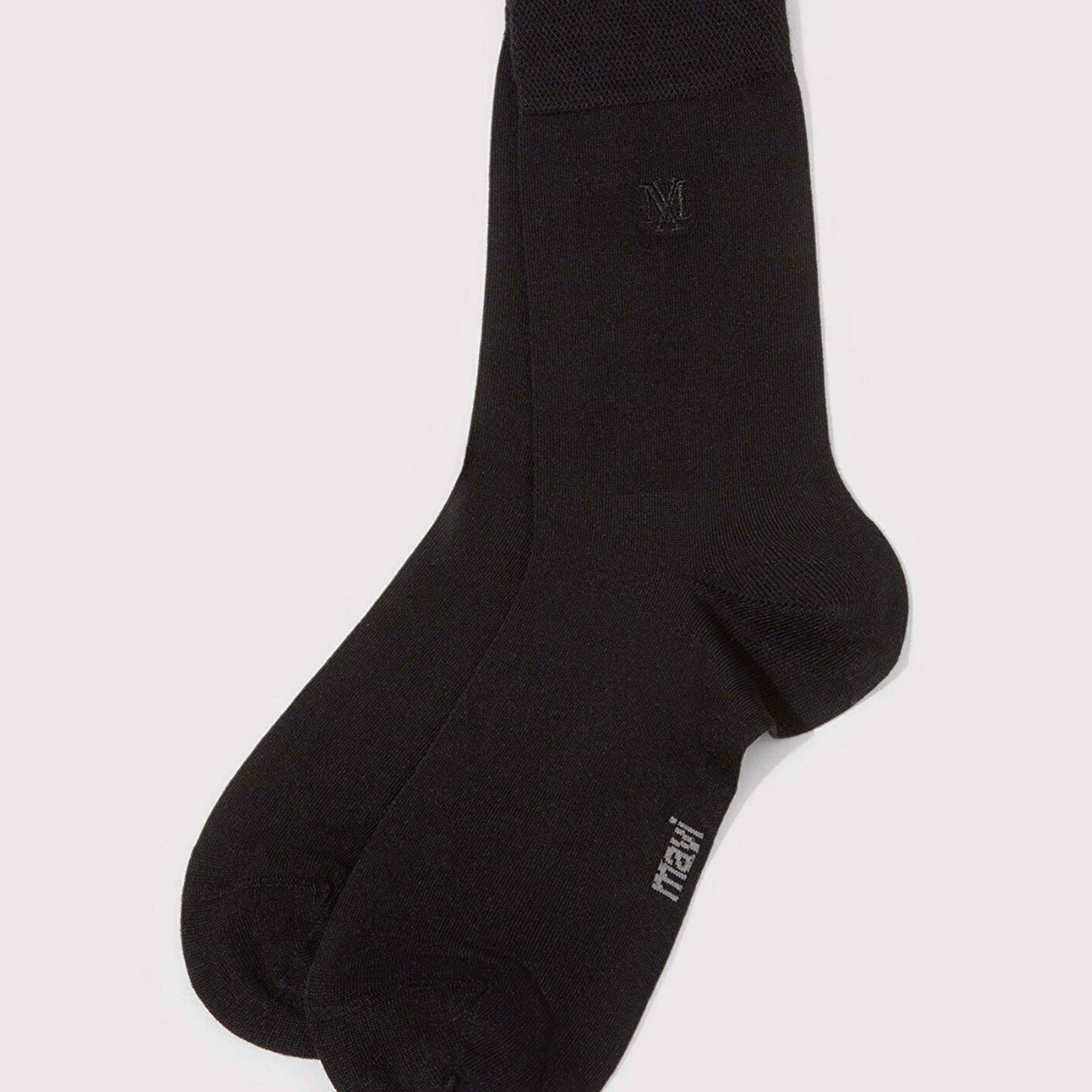 Mavi Mühür Logo Baskılı Siyah Soket Çorap 0911965-900