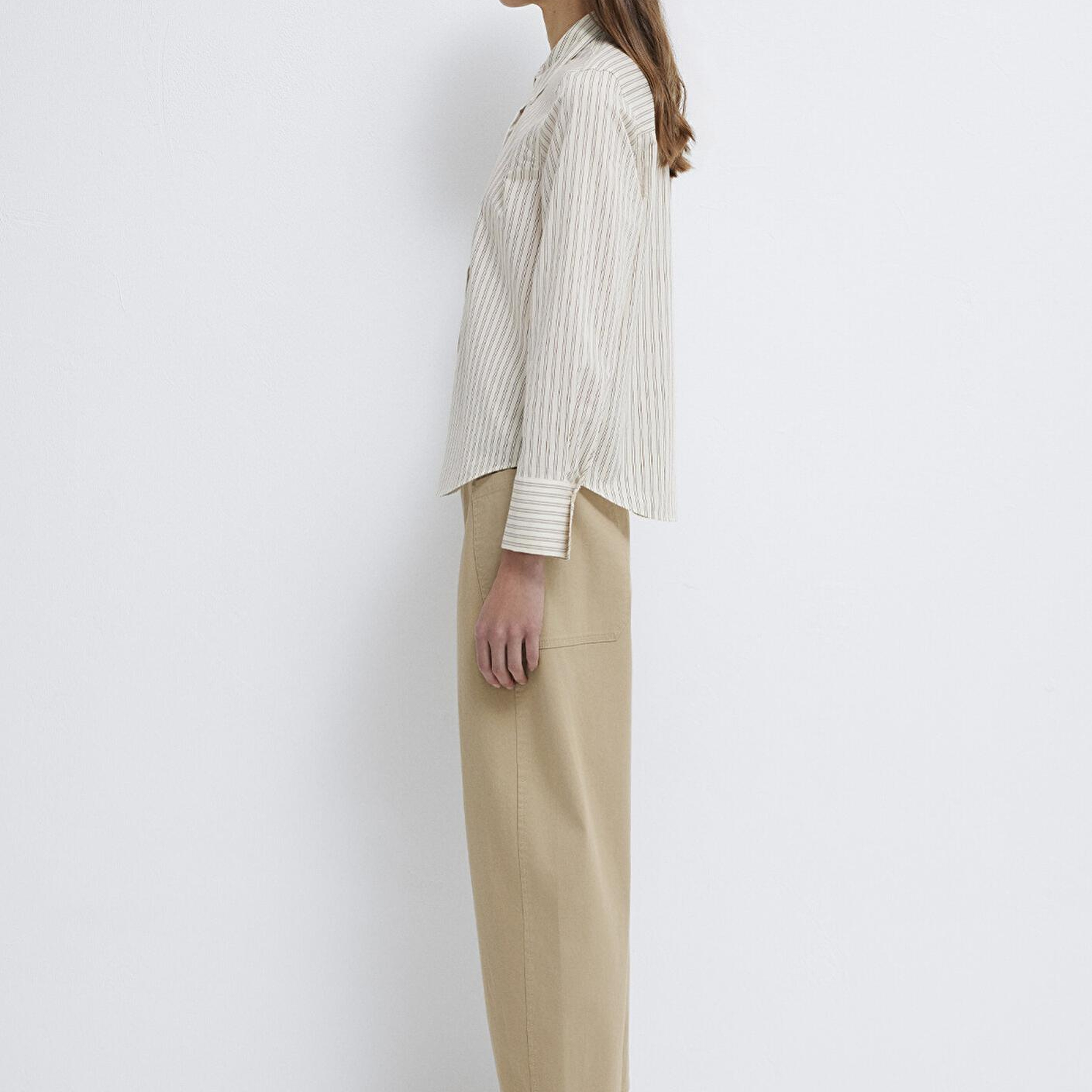 Mavi Çizgili Bej Gömlek Regular Fit / Normal Kesim 1211389-85431