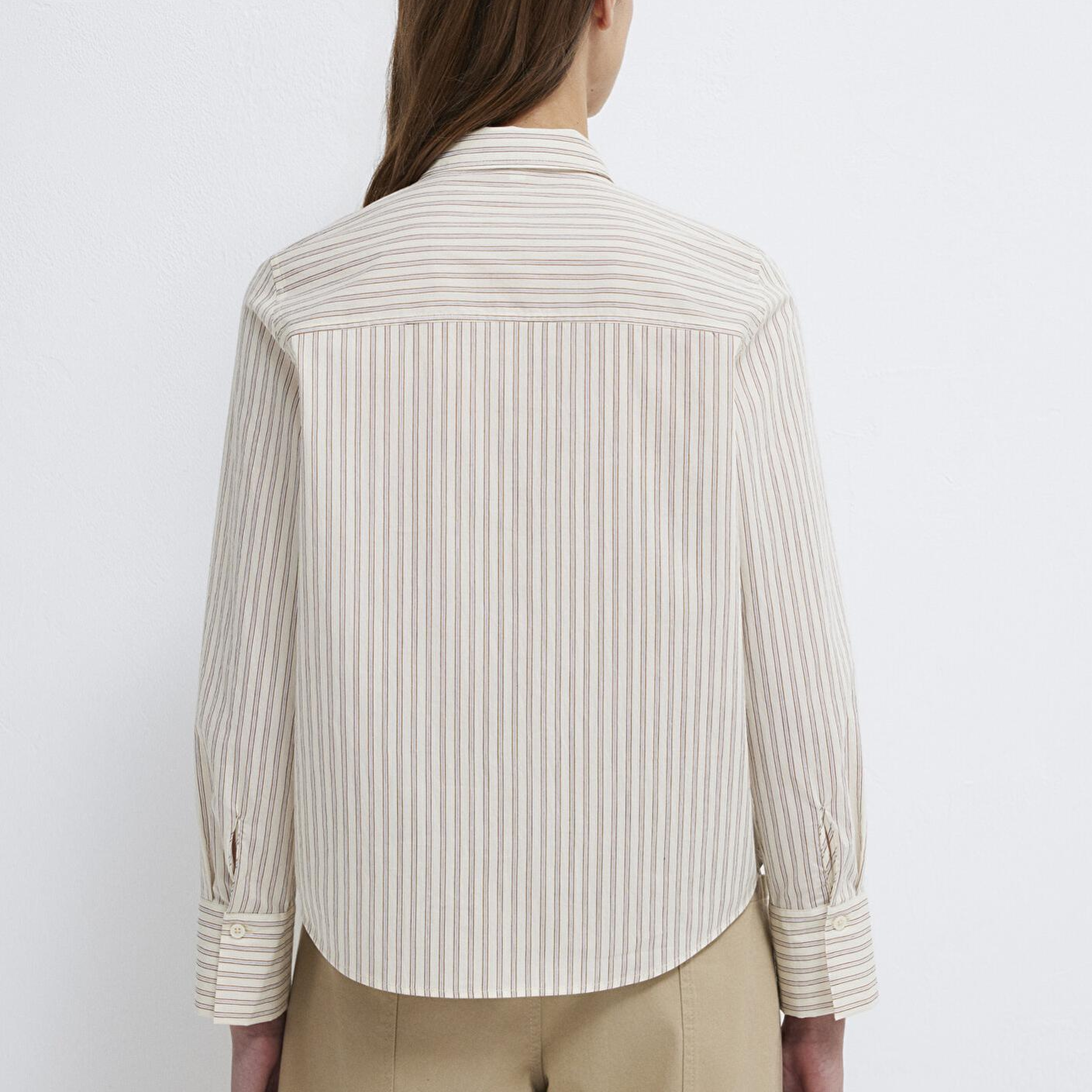 Mavi Çizgili Bej Gömlek Regular Fit / Normal Kesim 1211389-85431