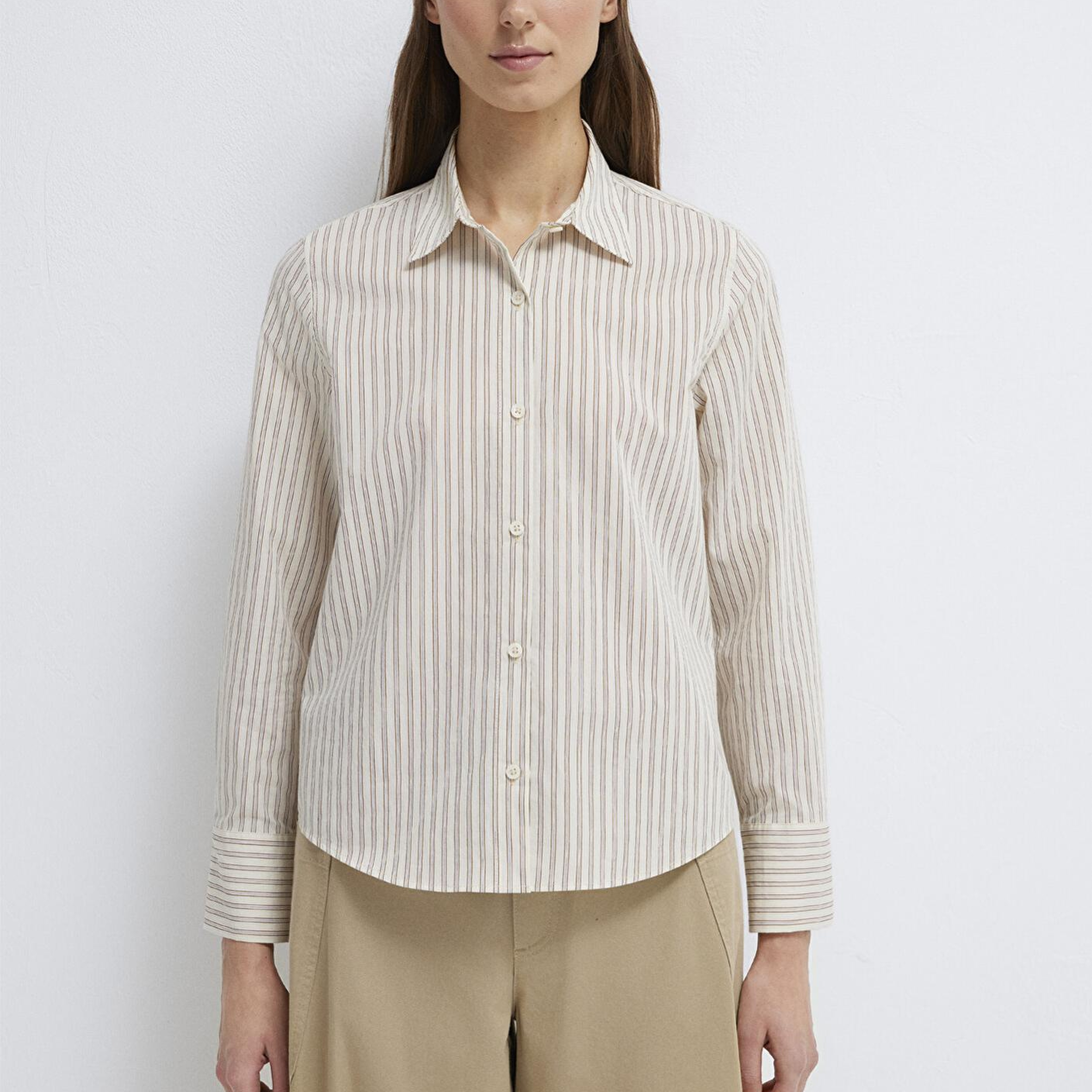 Mavi Çizgili Bej Gömlek Regular Fit / Normal Kesim 1211389-85431