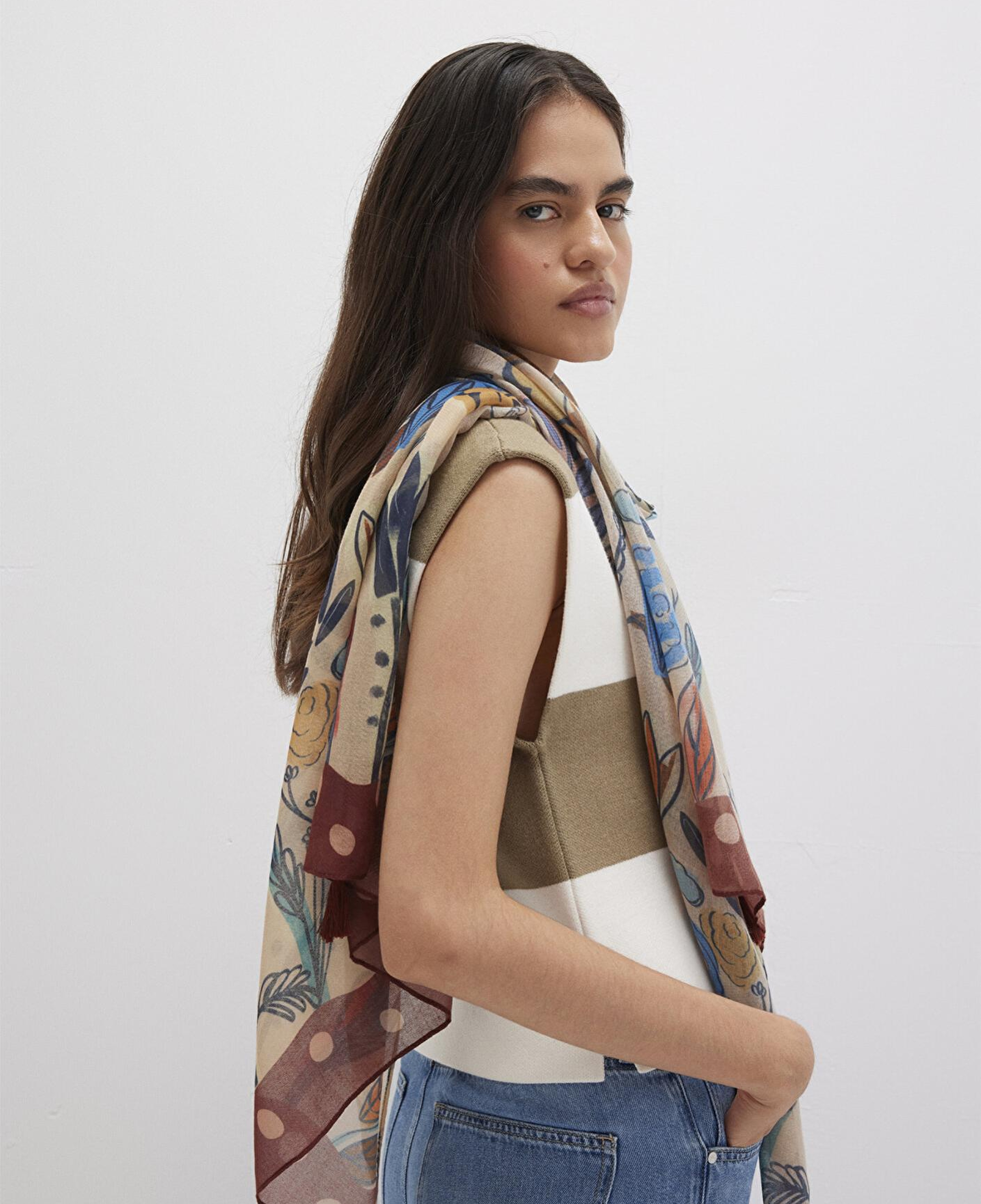 Mavi Baskılı Şal 1913478-30757