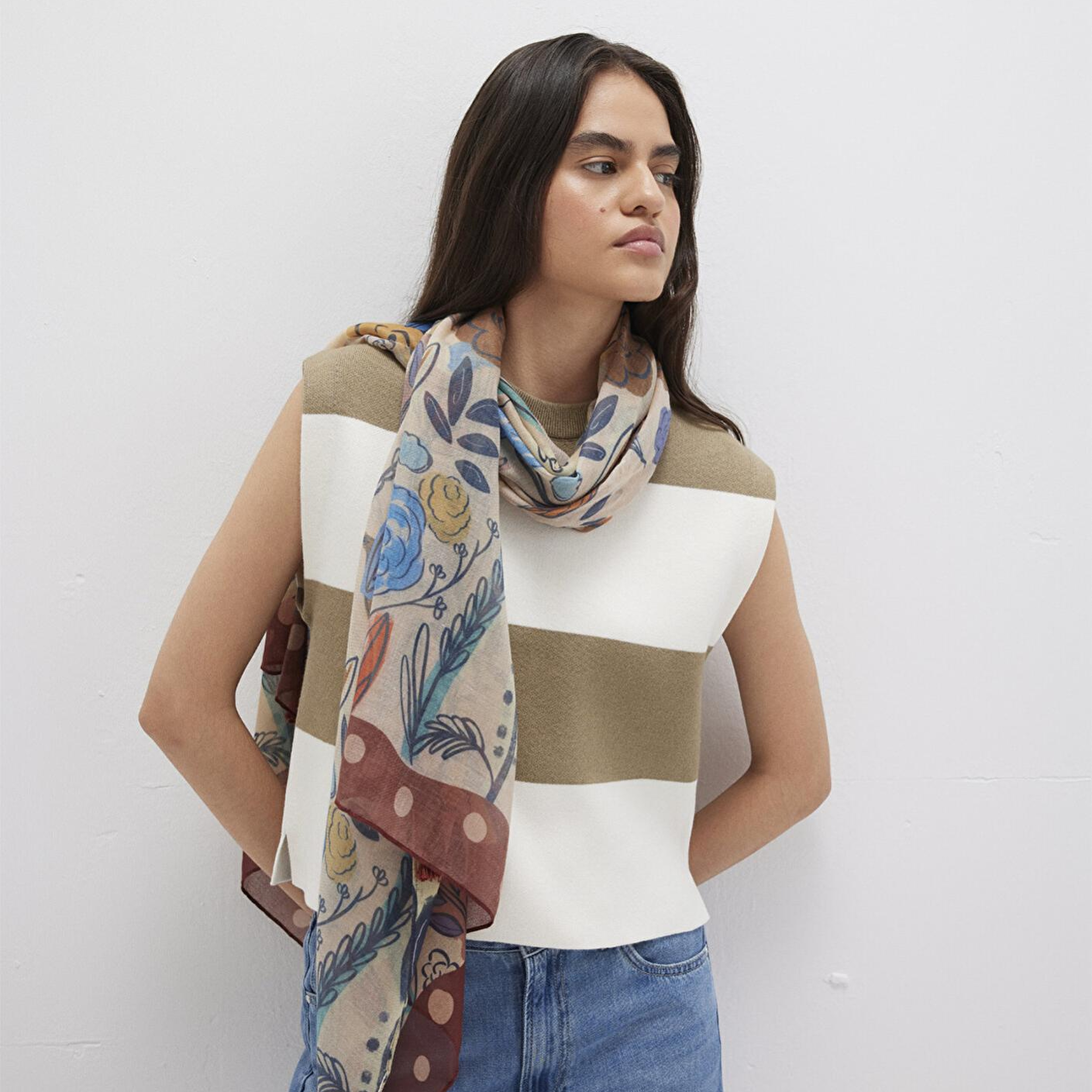 Mavi Baskılı Şal 1913478-30757