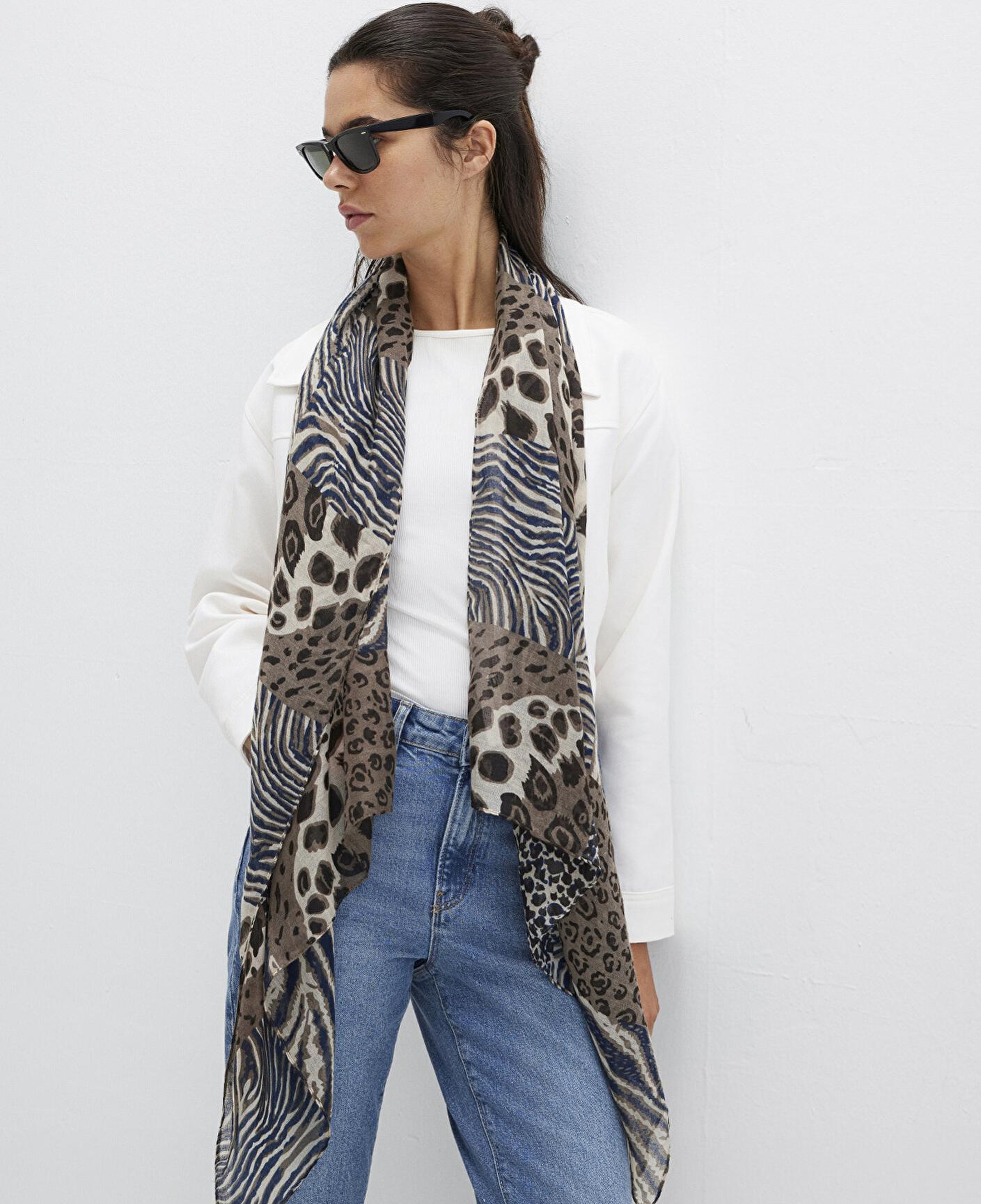 Mavi Leopar Desenli Şal 1913490-900