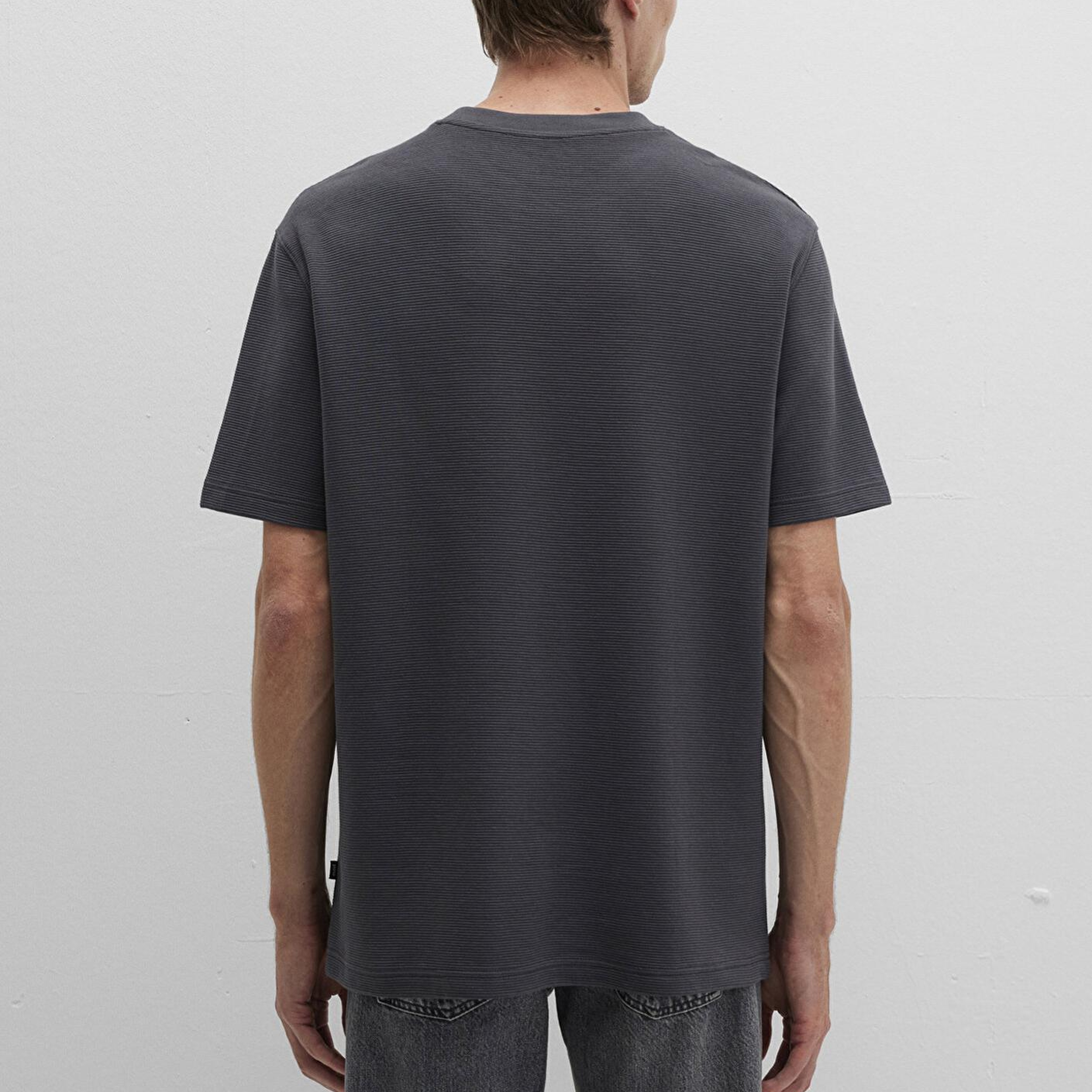 Mavi Dokulu Antrasit Basic Tişört Loose Fit / Bol Rahat Kesim 0612830-80106