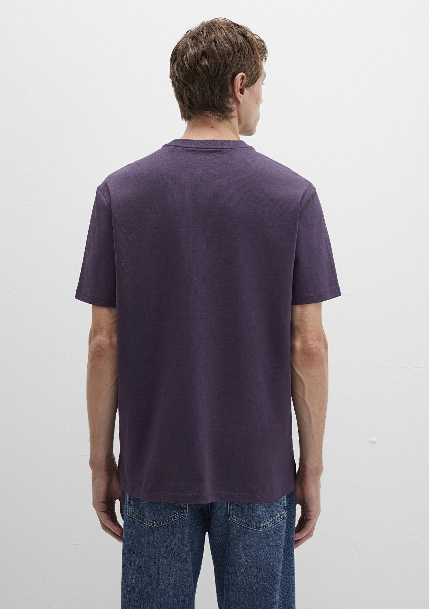 Mavi Cep Detaylı Mor Basic Tişört Loose Fit / Bol Rahat Kesim 066248-70688