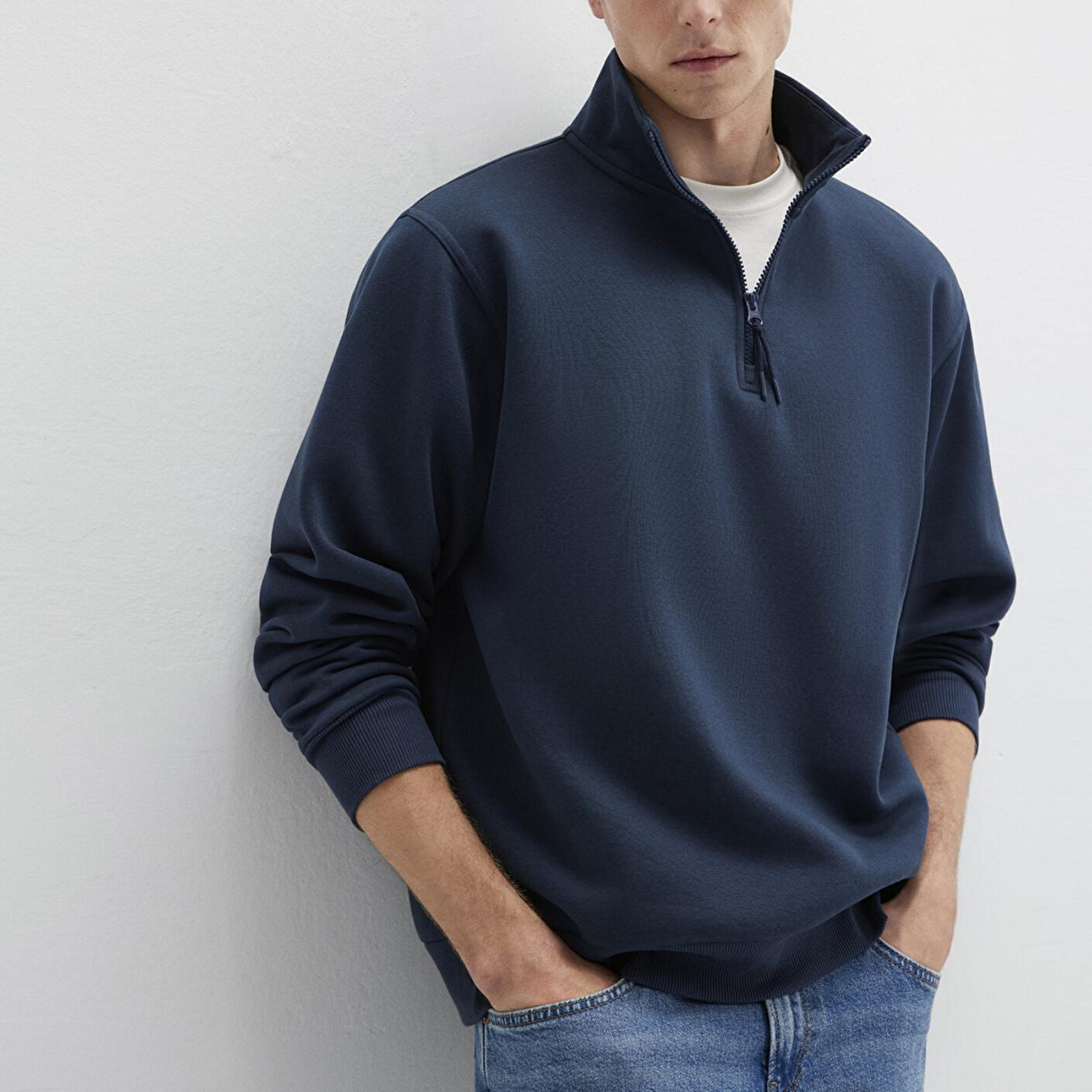 Mavi Yarı Fermuarlı Lacivert Basic Sweatshirt 0S10278-70490