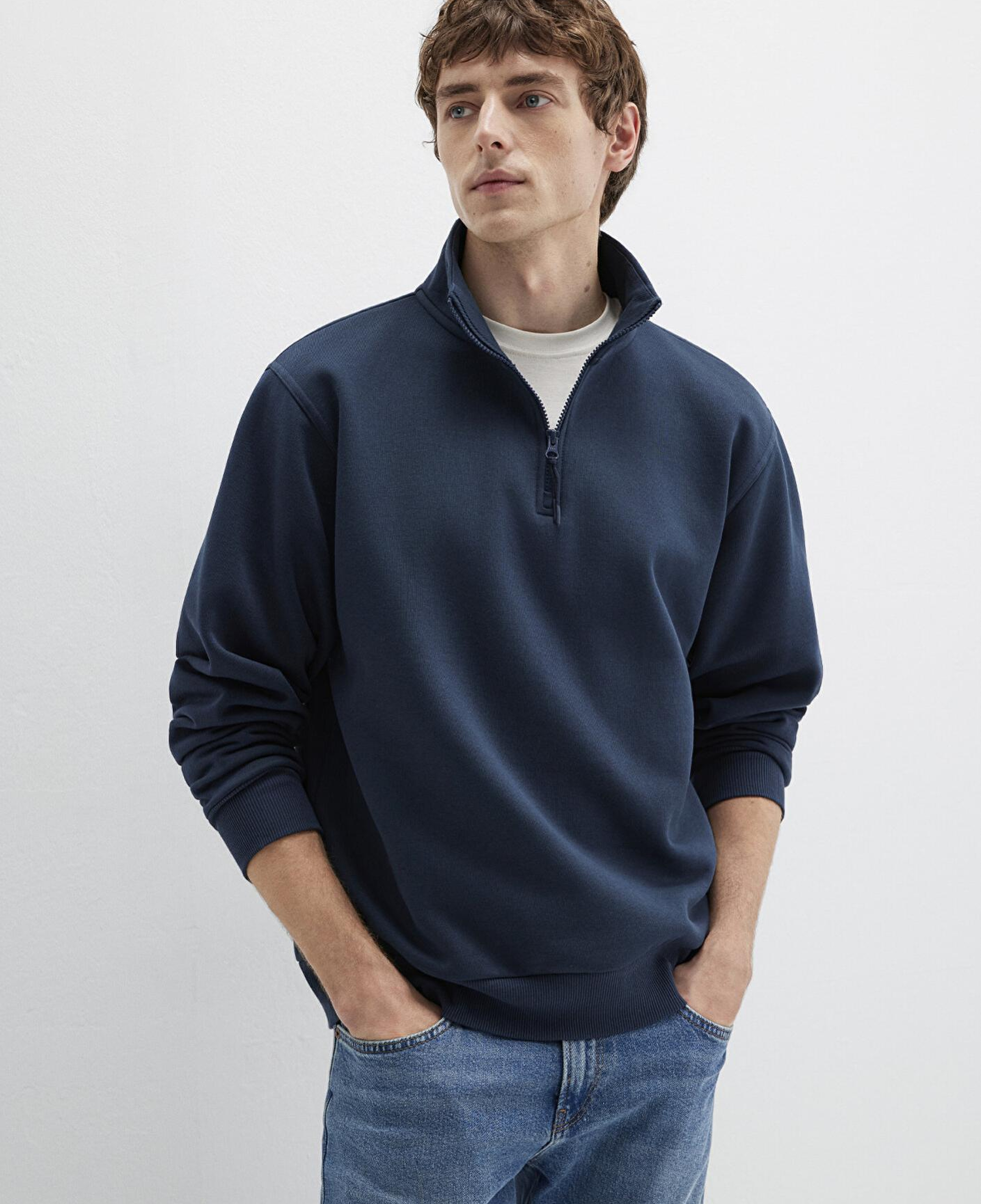 Mavi Yarı Fermuarlı Lacivert Basic Sweatshirt 0S10278-70490