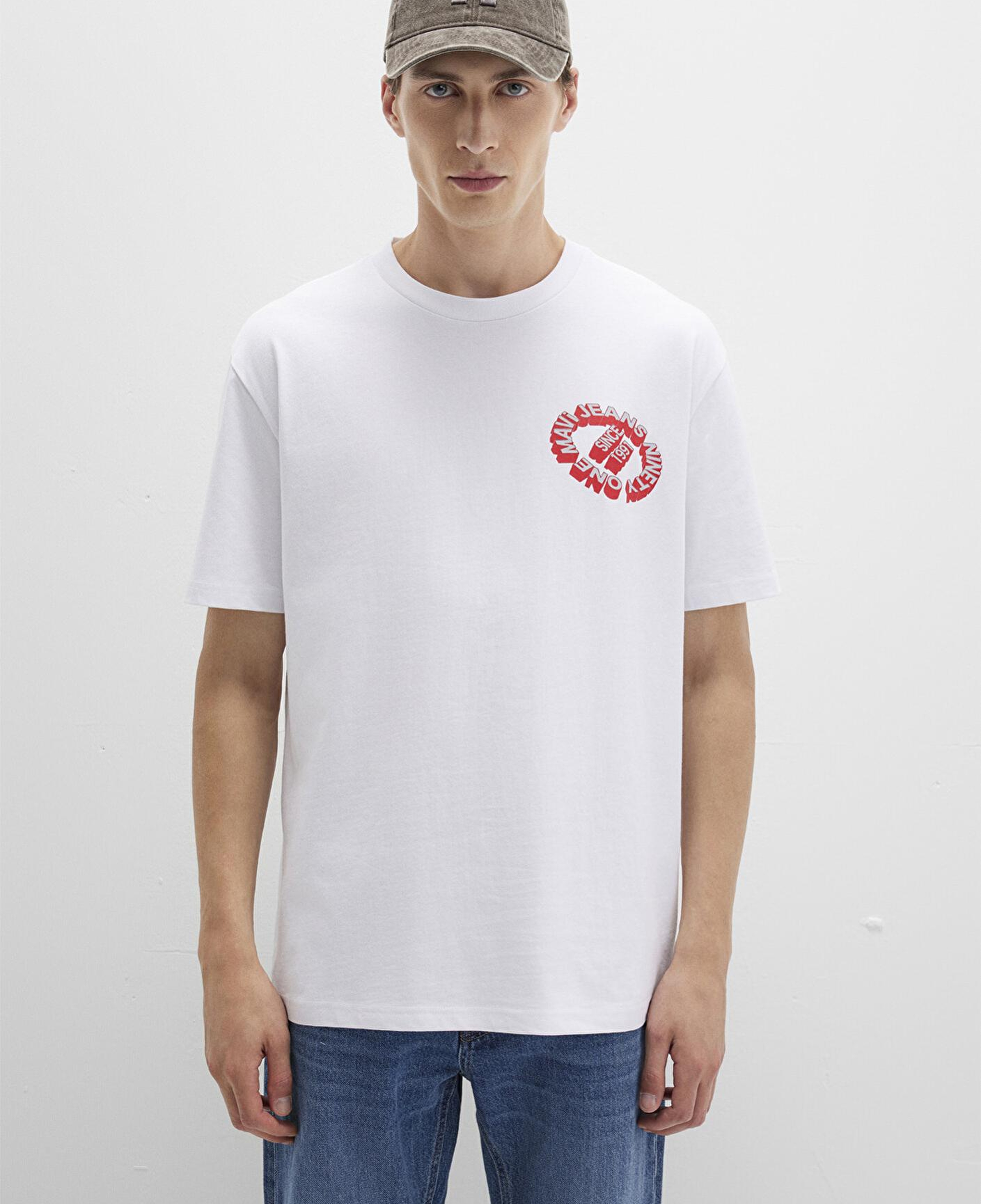 Mavi Mavi Jeans Baskılı Beyaz Tişört Loose Fit / Bol Rahat Kesim 0612898-620