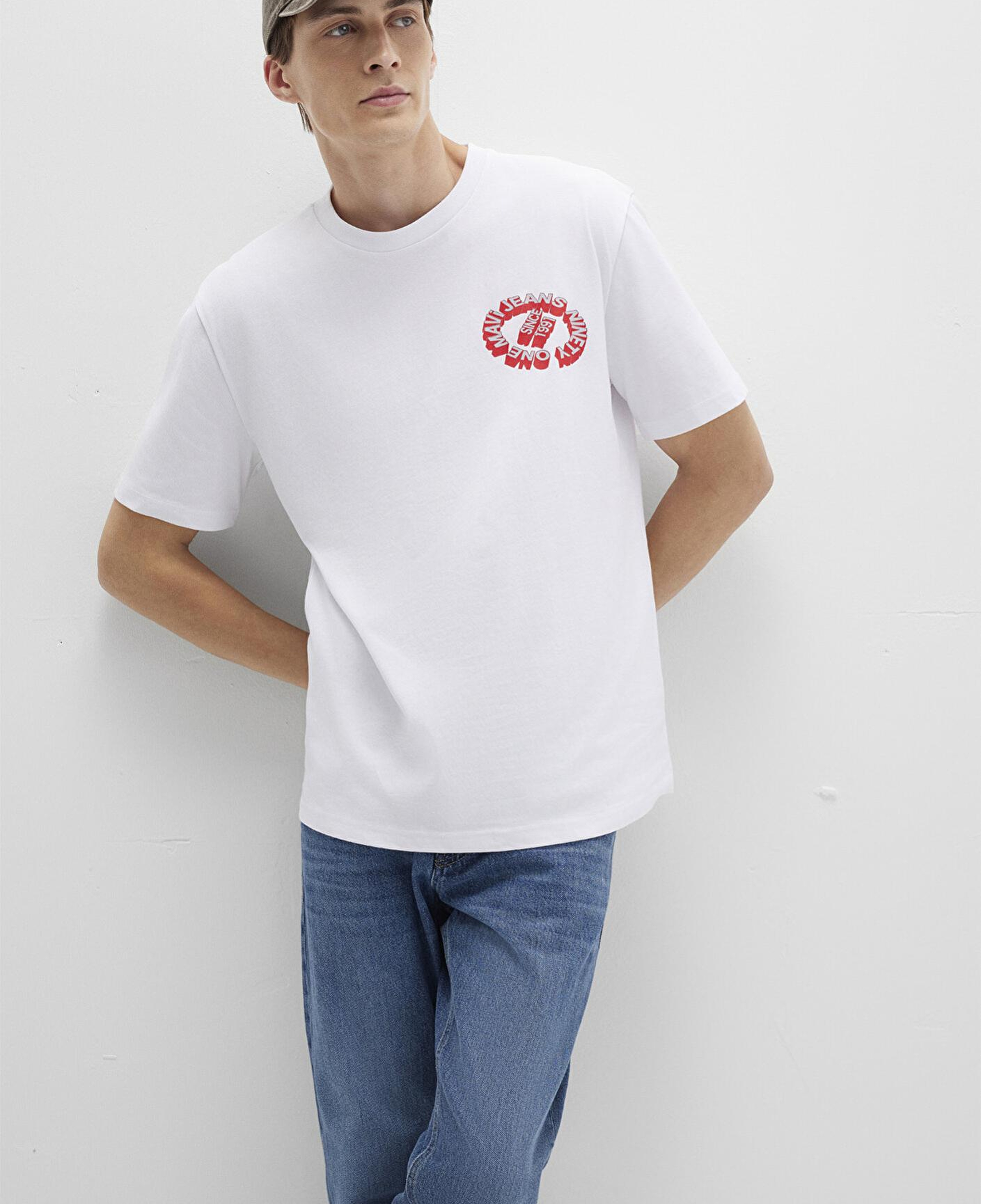 Mavi Mavi Jeans Baskılı Beyaz Tişört Loose Fit / Bol Rahat Kesim 0612898-620