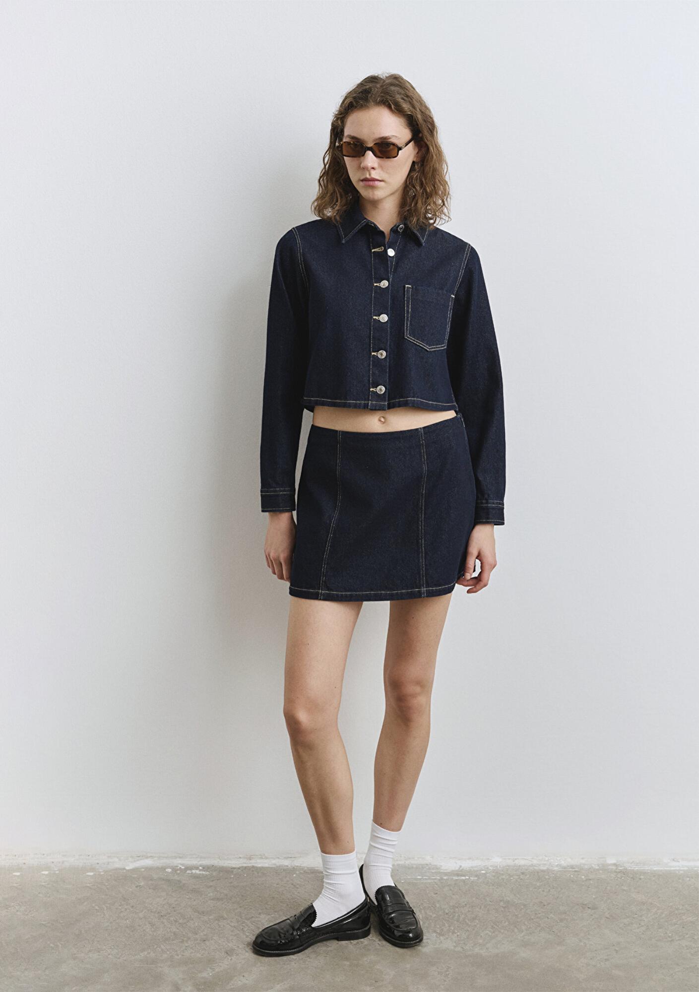 Mavi Rinse Denim Mini Etek 1310721-85481