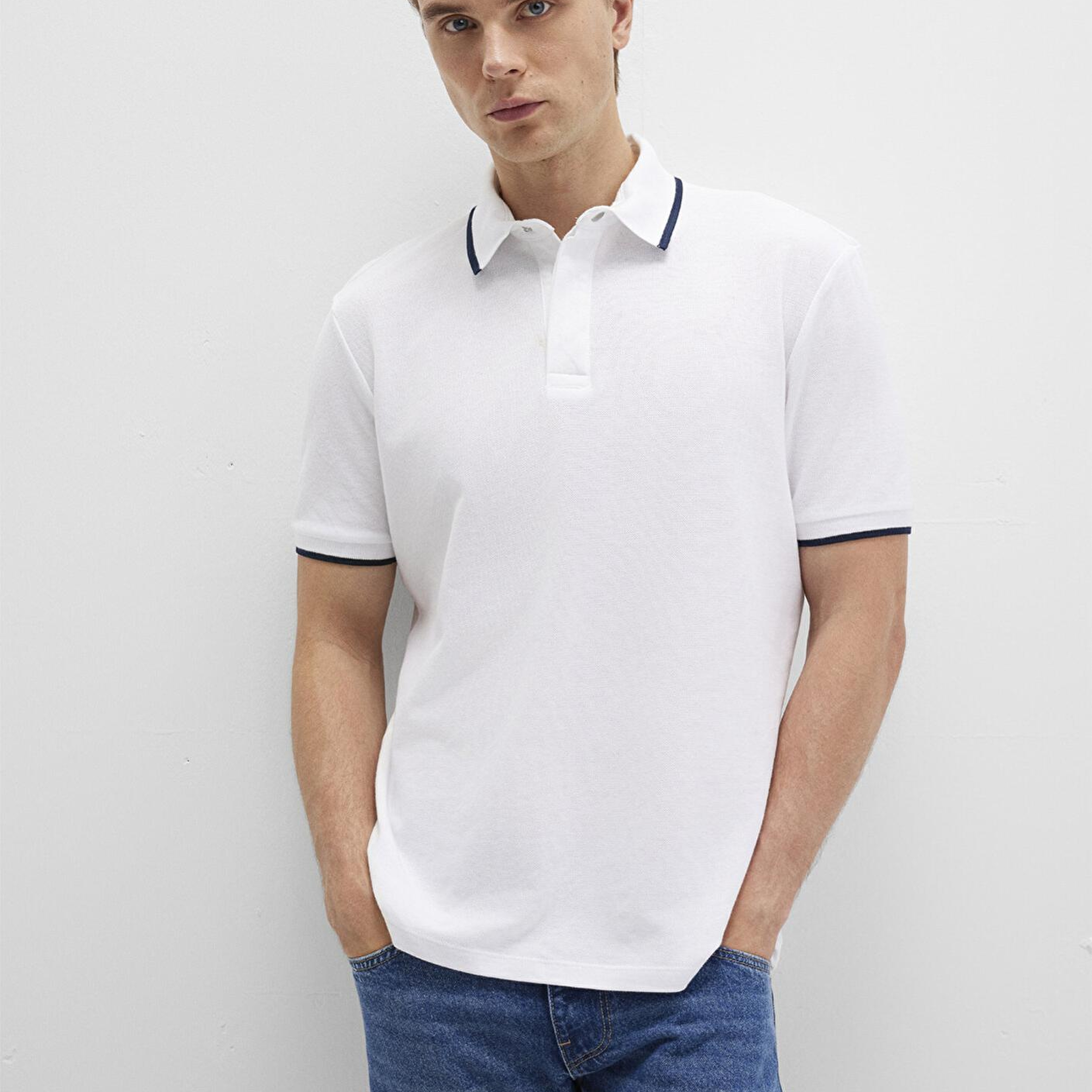 Mavi Beyaz Polo Tişört Regular Fit / Normal Kesim 0612893-620