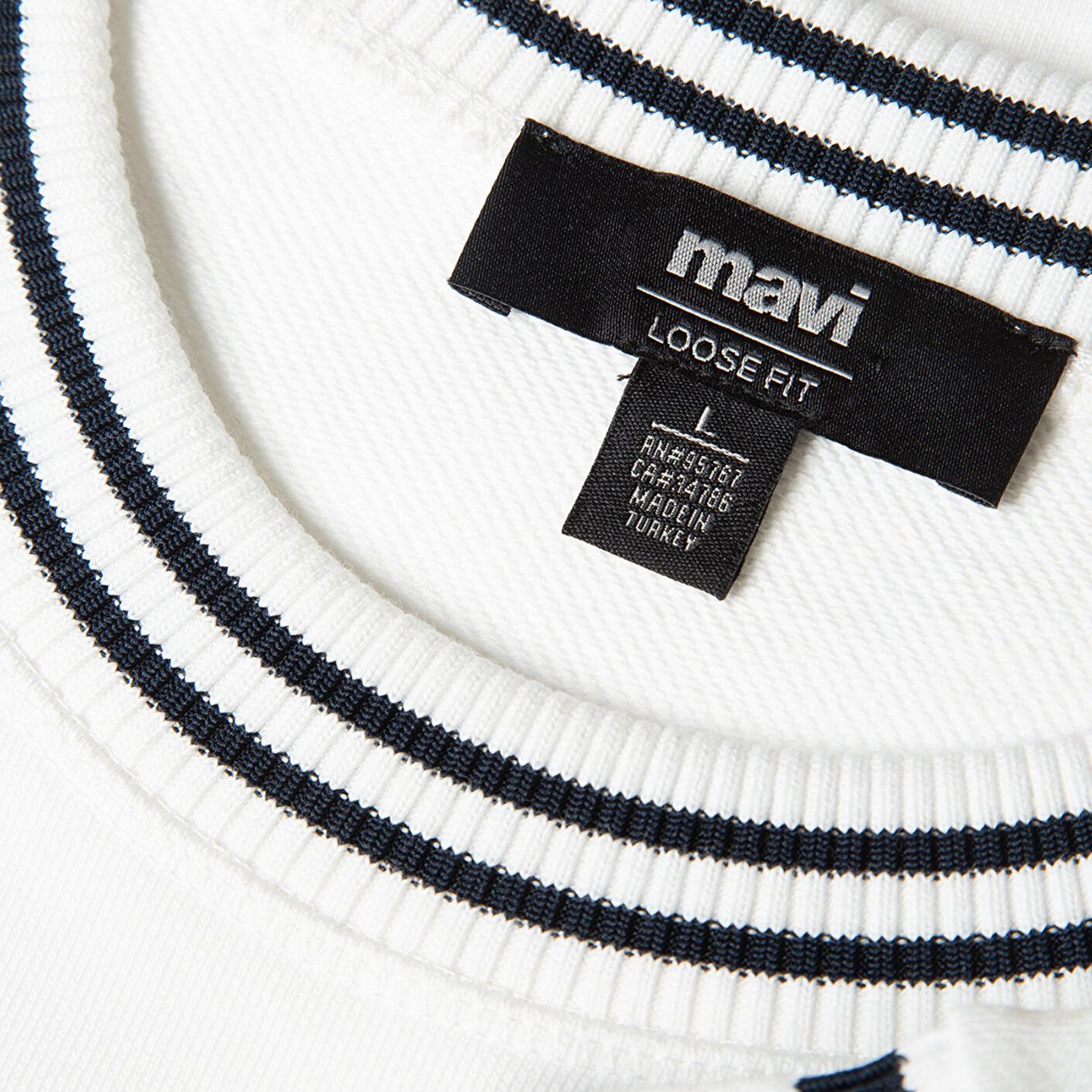 Mavi Şerit Detaylı Beyaz Sweatshirt 0S10378-70057