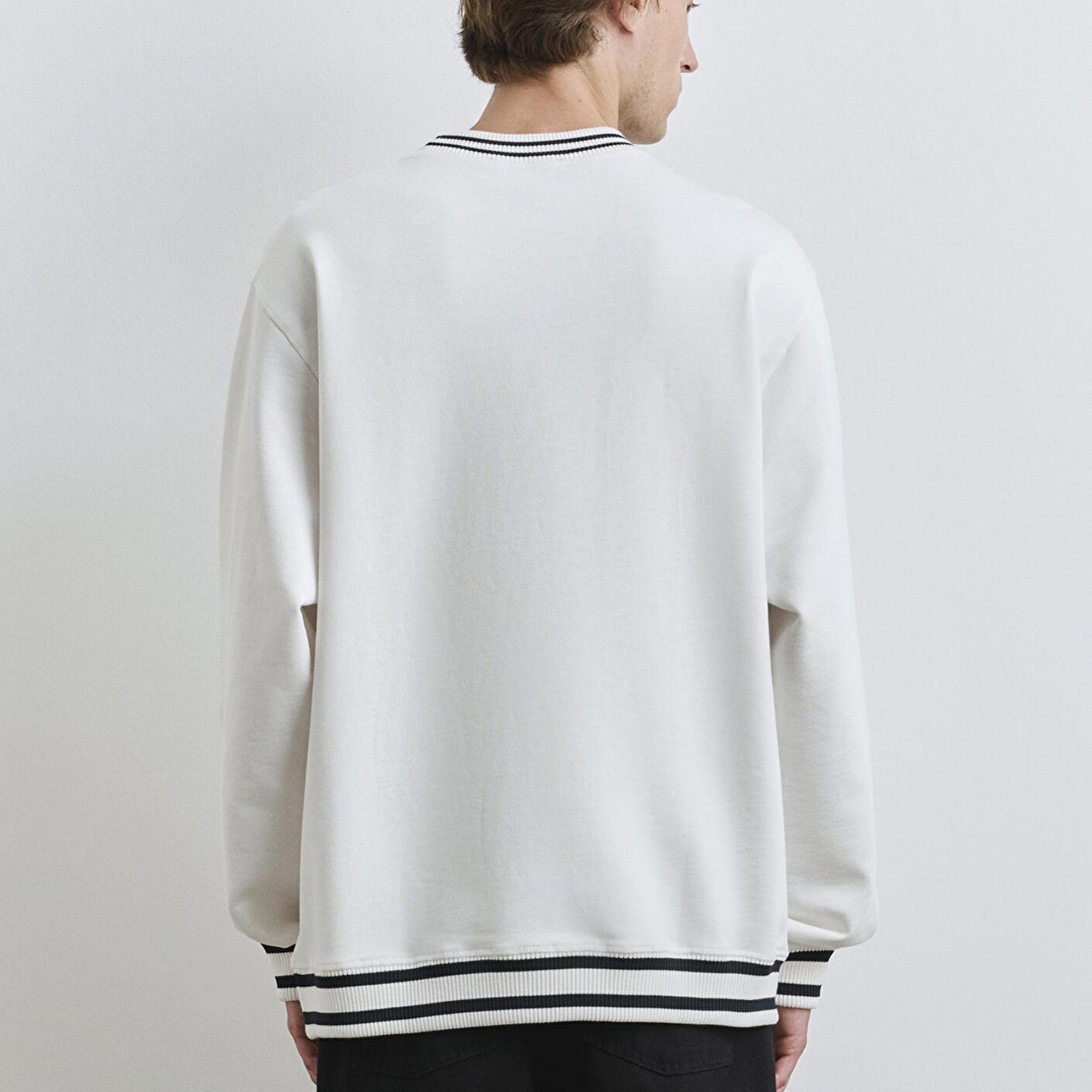 Mavi Şerit Detaylı Beyaz Sweatshirt 0S10378-70057