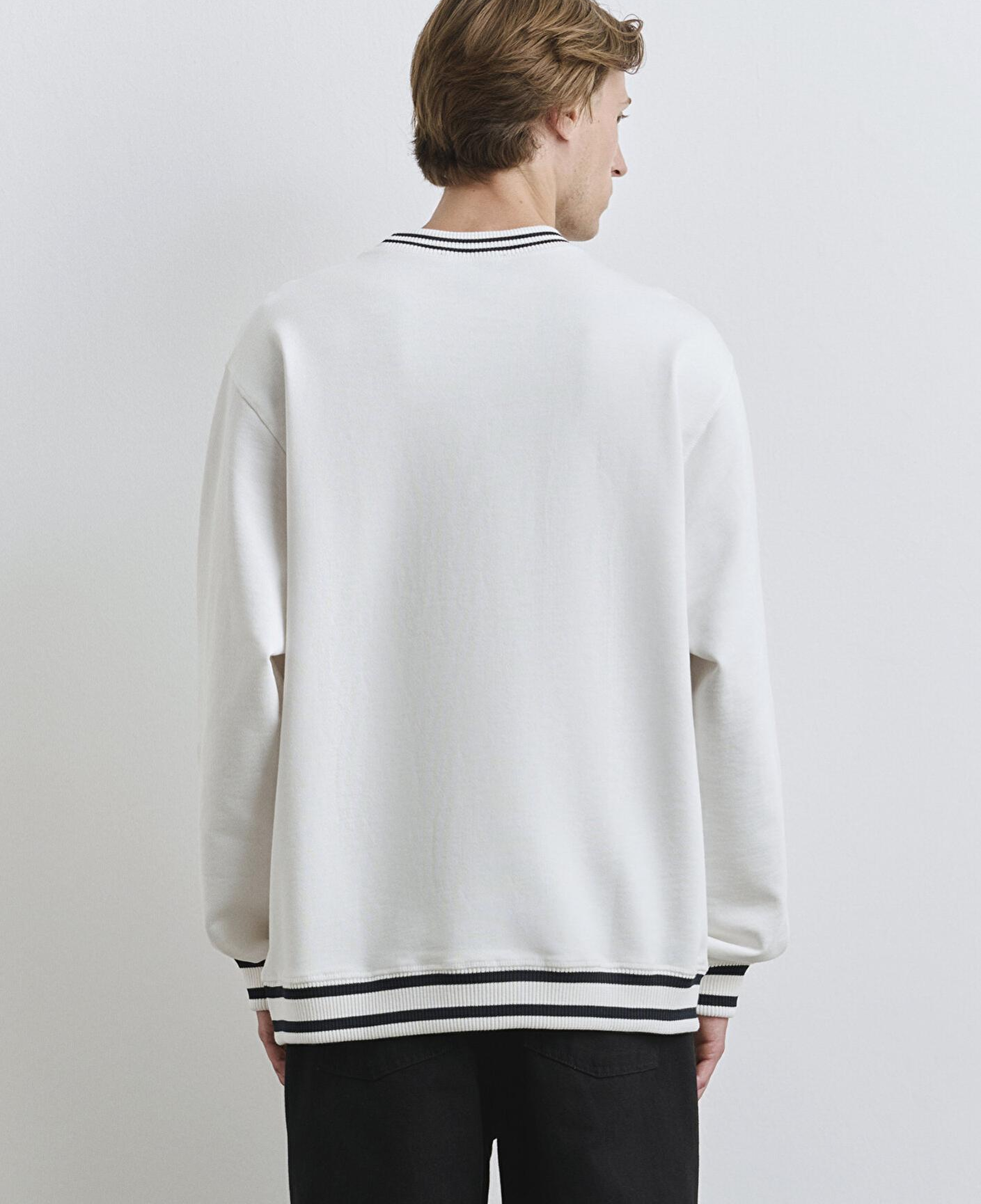 Mavi Şerit Detaylı Beyaz Sweatshirt 0S10378-70057