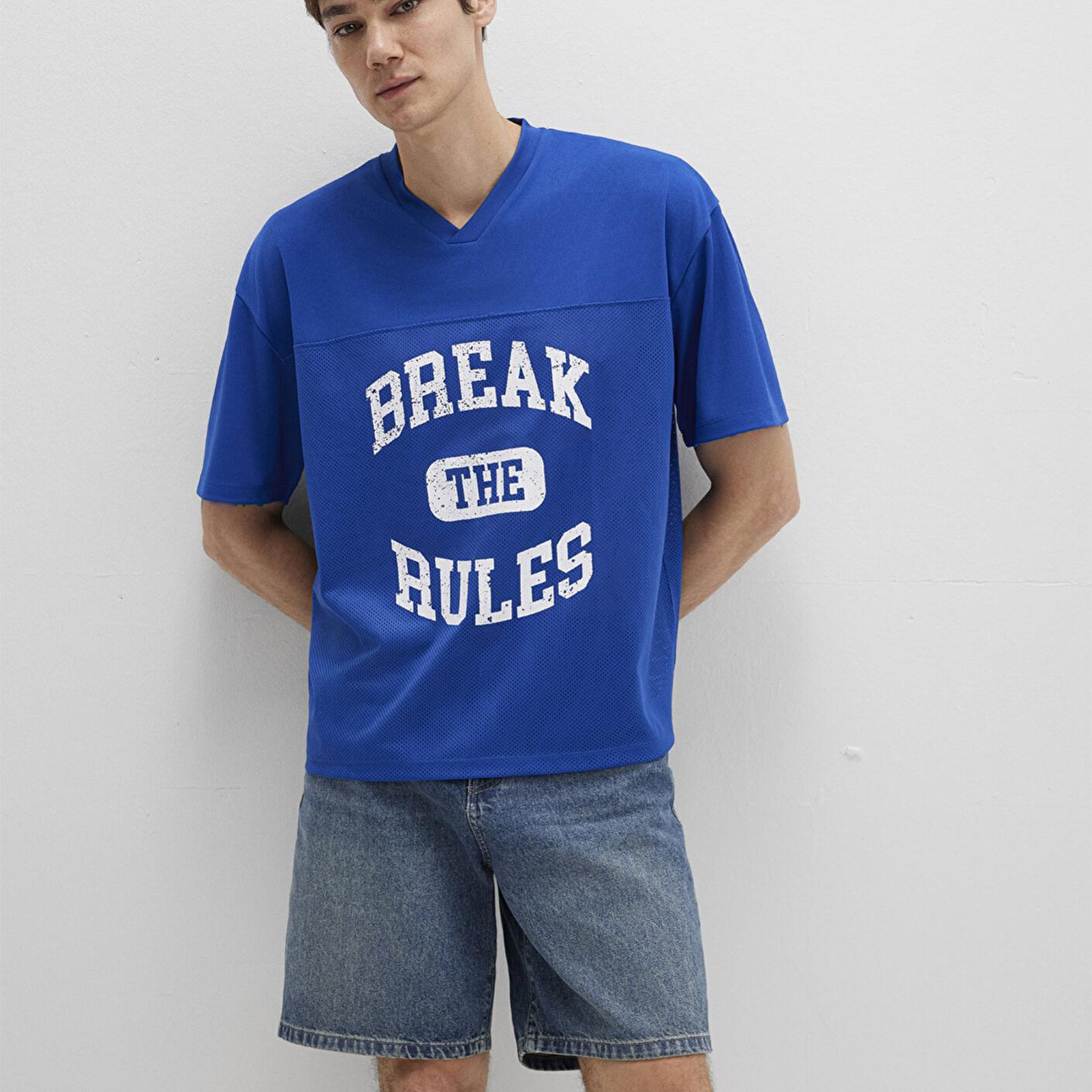 Mavi Baskılı Mavi Tişört Relaxed Fit / Rahat Kesim 0612849-70907