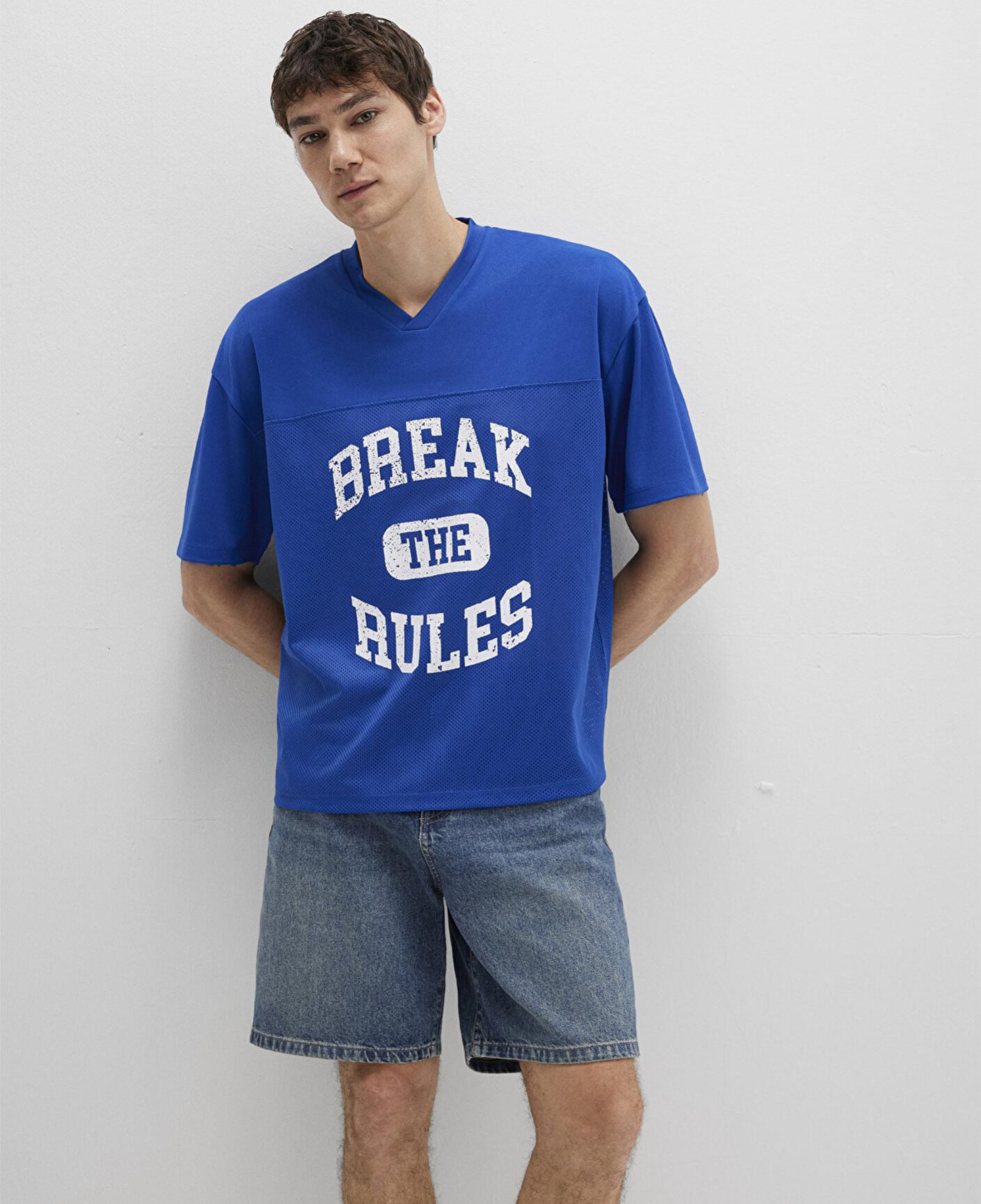 Mavi Baskılı Mavi Tişört Relaxed Fit / Rahat Kesim 0612849-70907