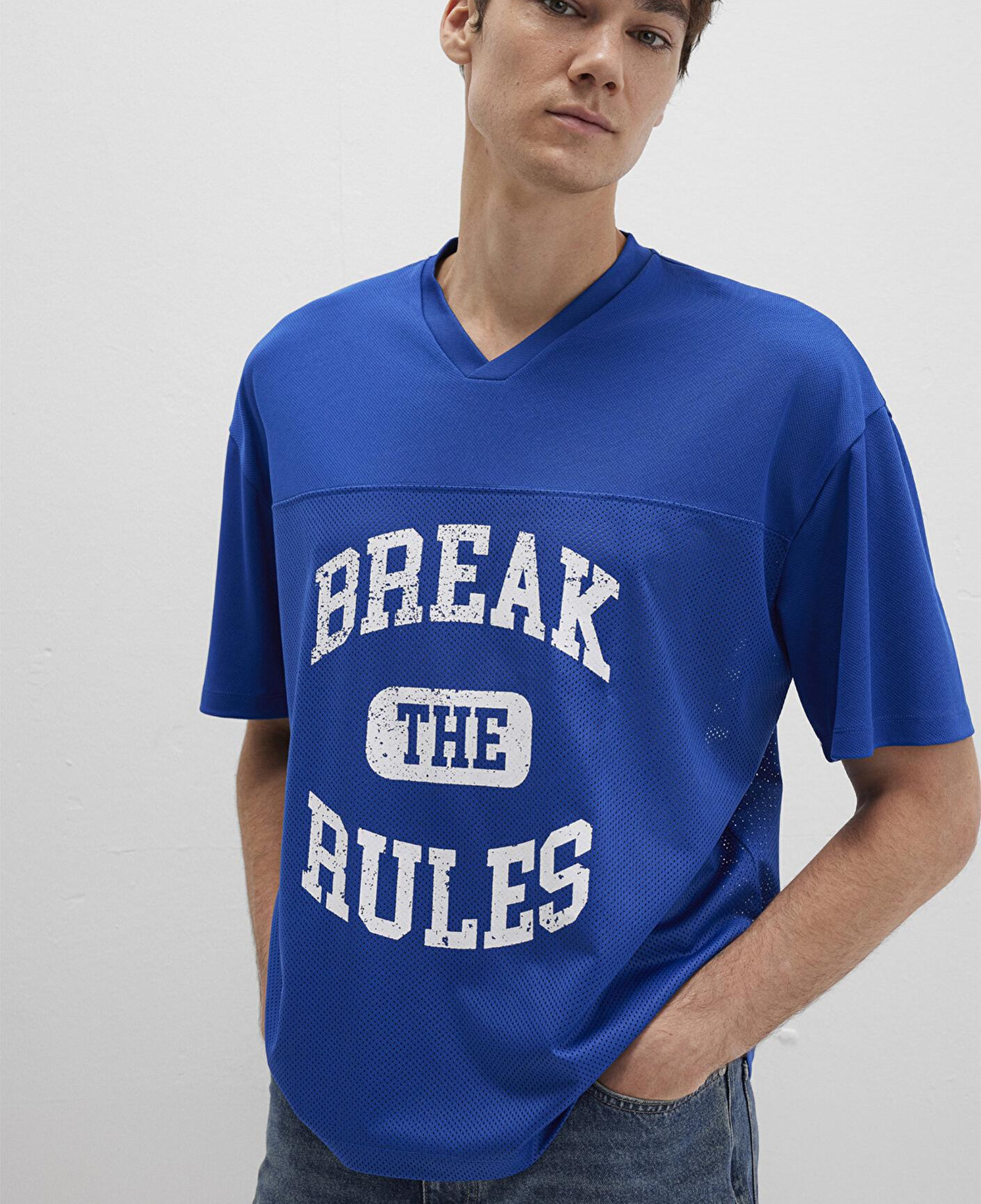 Mavi Baskılı Mavi Tişört Relaxed Fit / Rahat Kesim 0612849-70907