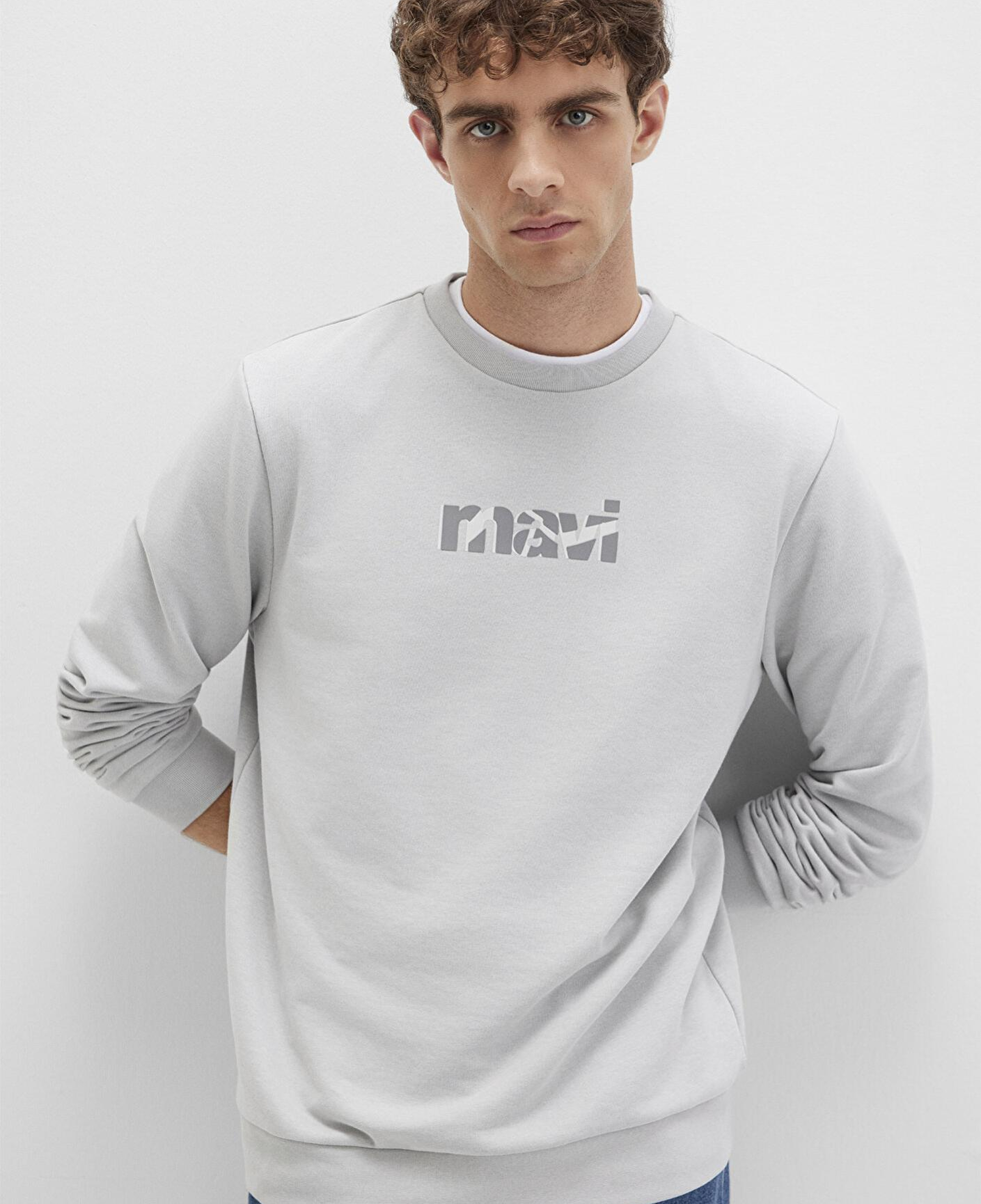 Mavi Mavi Logo Baskılı Gri Sweatshirt 0S10402-70075