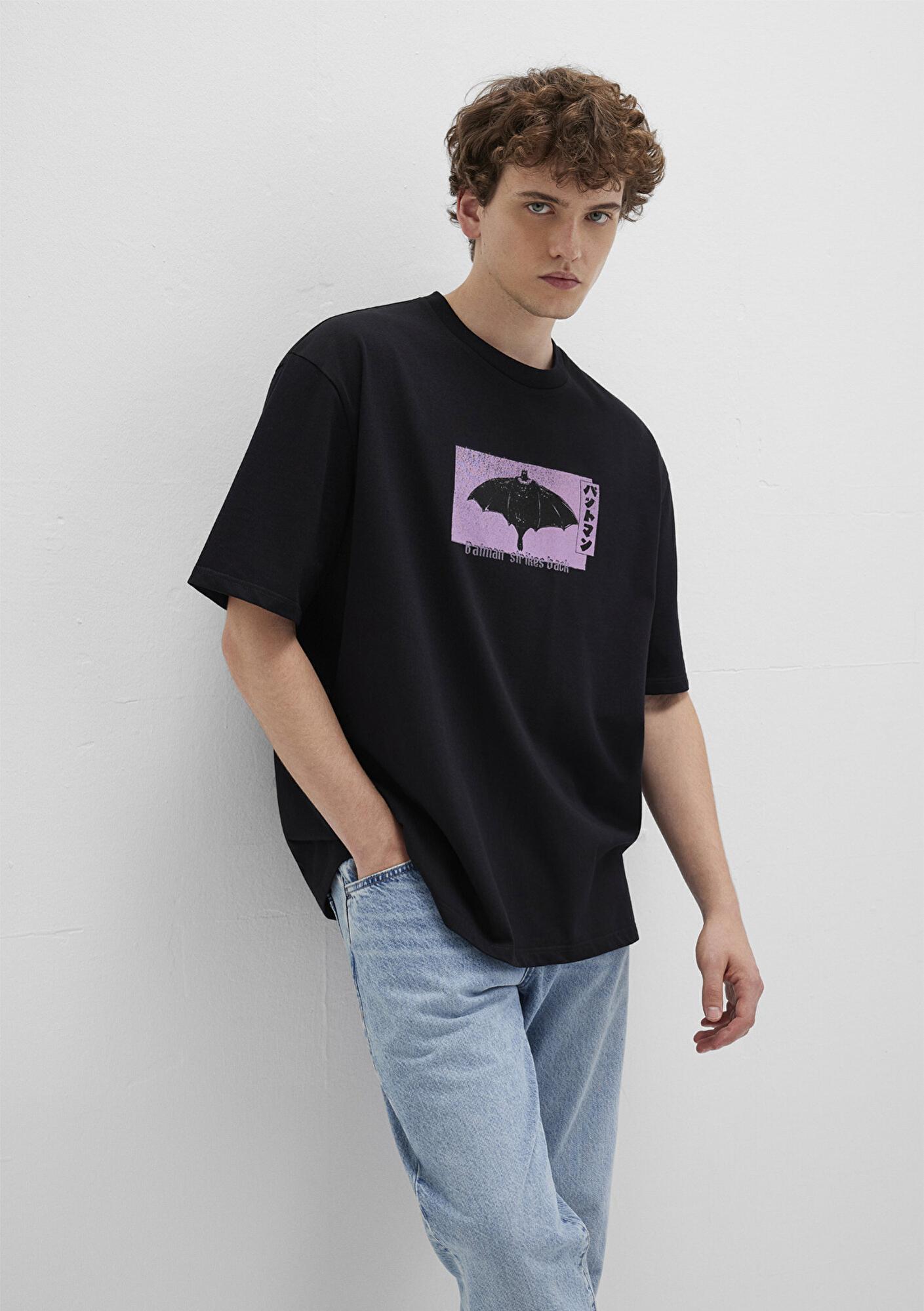 Mavi Batman Baskılı Siyah Tişört Relaxed Fit / Rahat Kesim 0612920-900