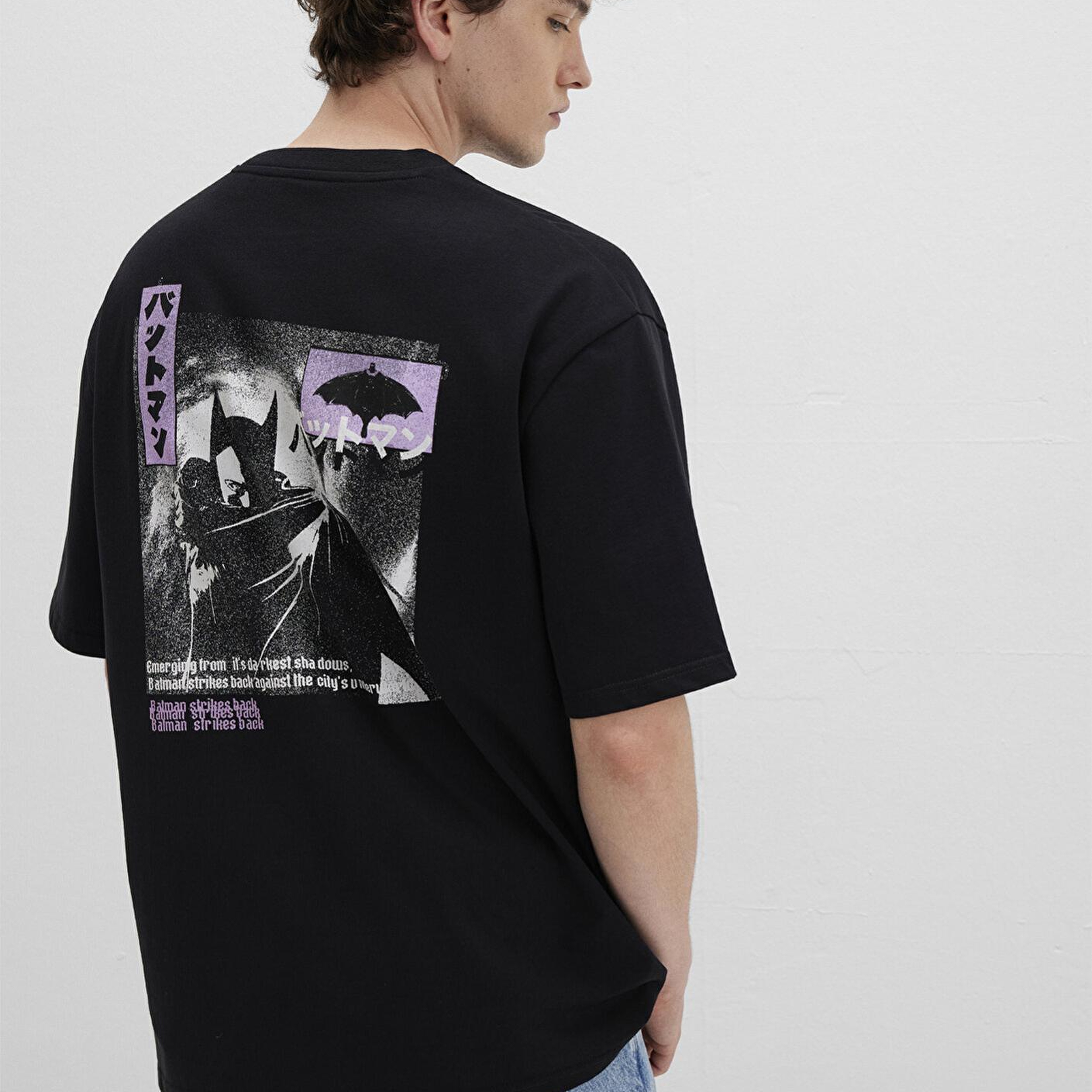 Mavi Batman Baskılı Siyah Tişört Relaxed Fit / Rahat Kesim 0612920-900