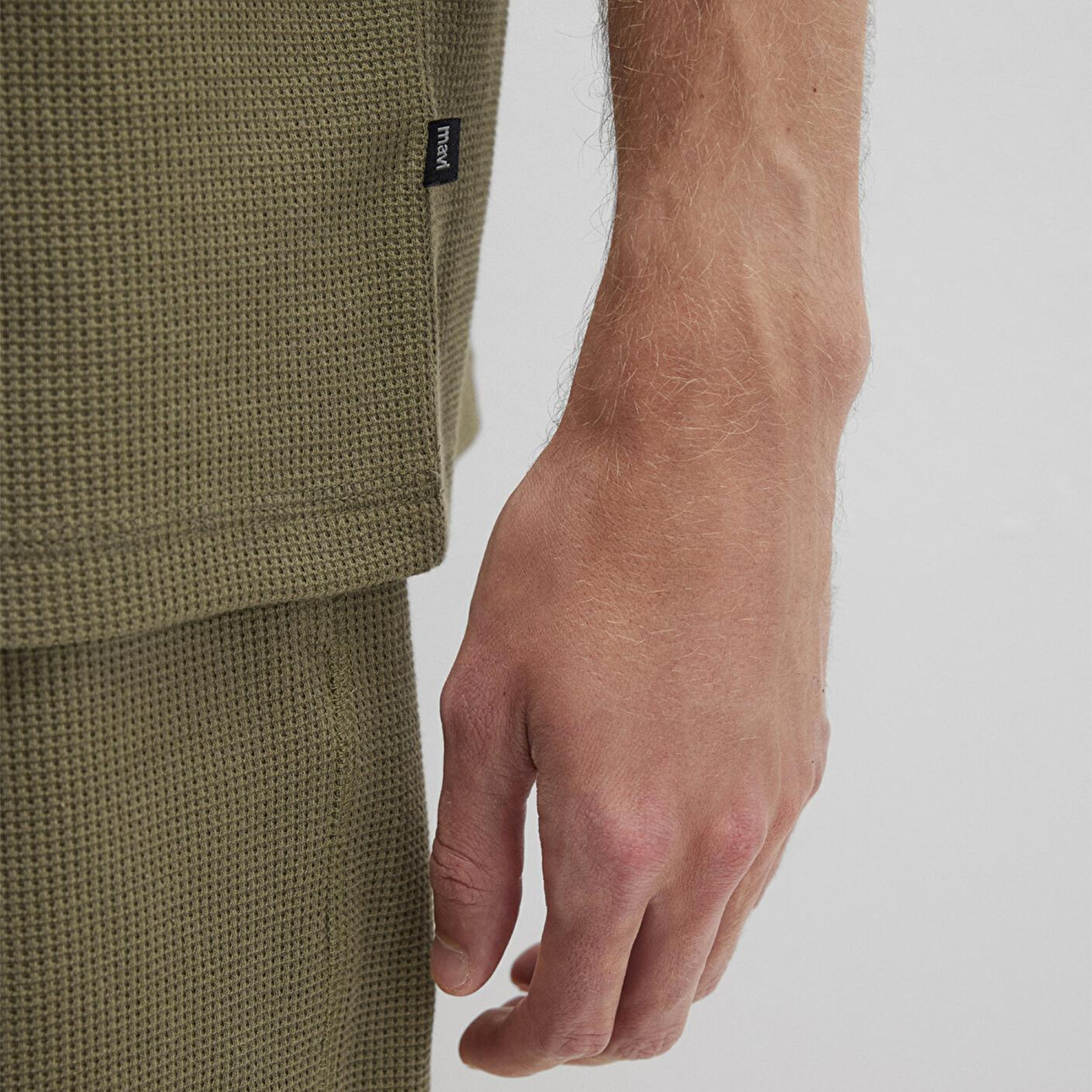 Mavi Dokulu Haki Basic Tişört Loose Fit / Bol Rahat Kesim 0612829-71816