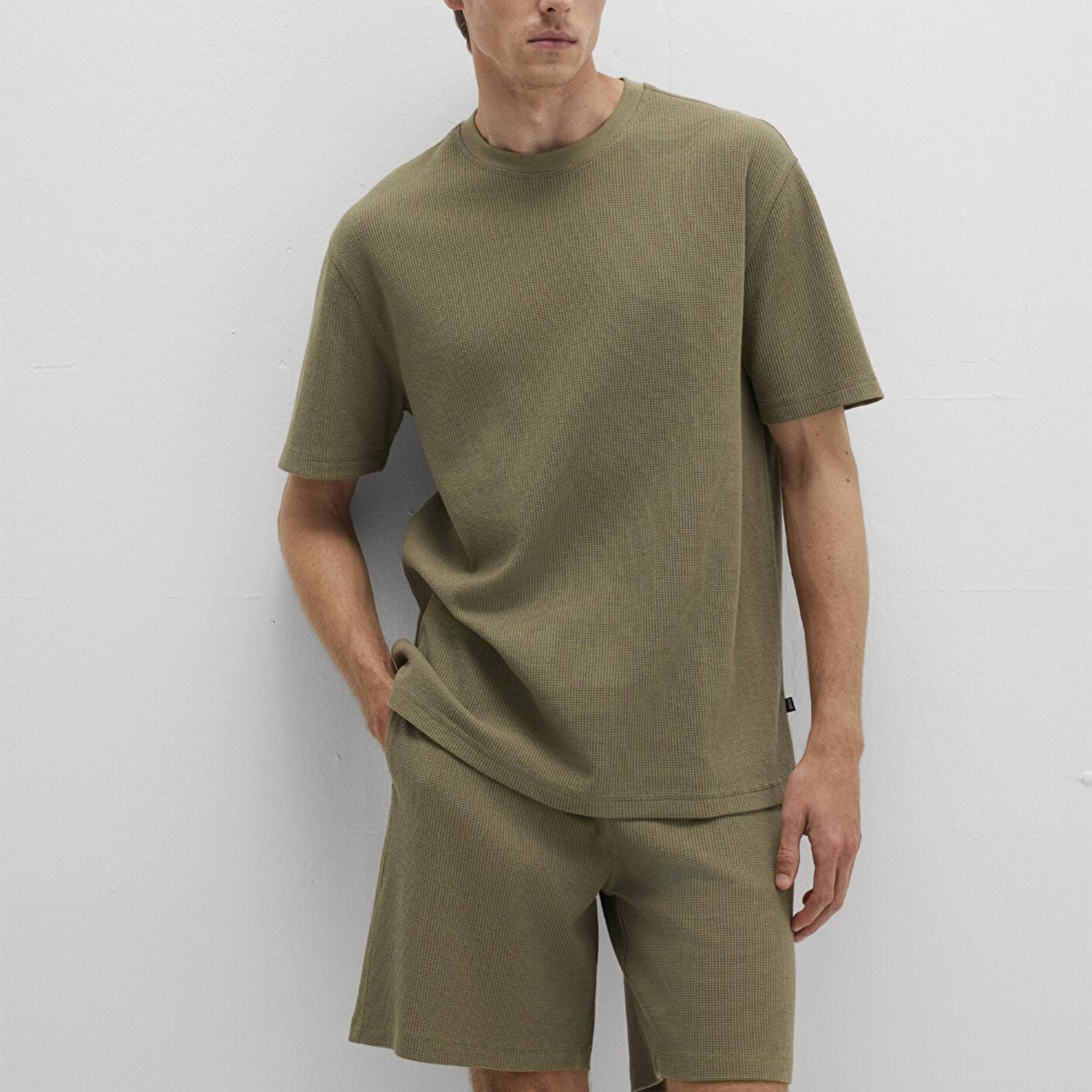 Mavi Dokulu Haki Basic Tişört Loose Fit / Bol Rahat Kesim 0612829-71816