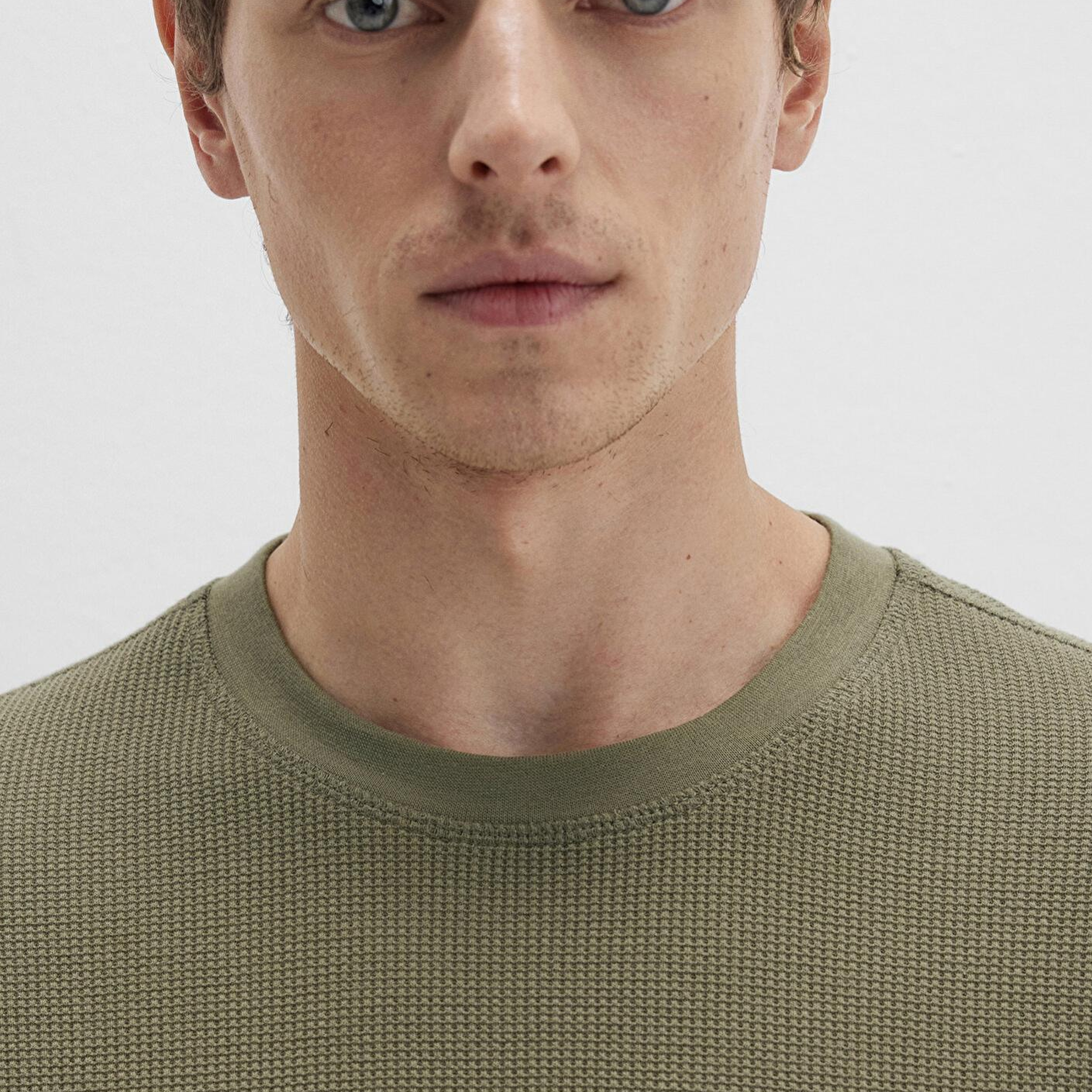 Mavi Dokulu Haki Basic Tişört Loose Fit / Bol Rahat Kesim 0612829-71816