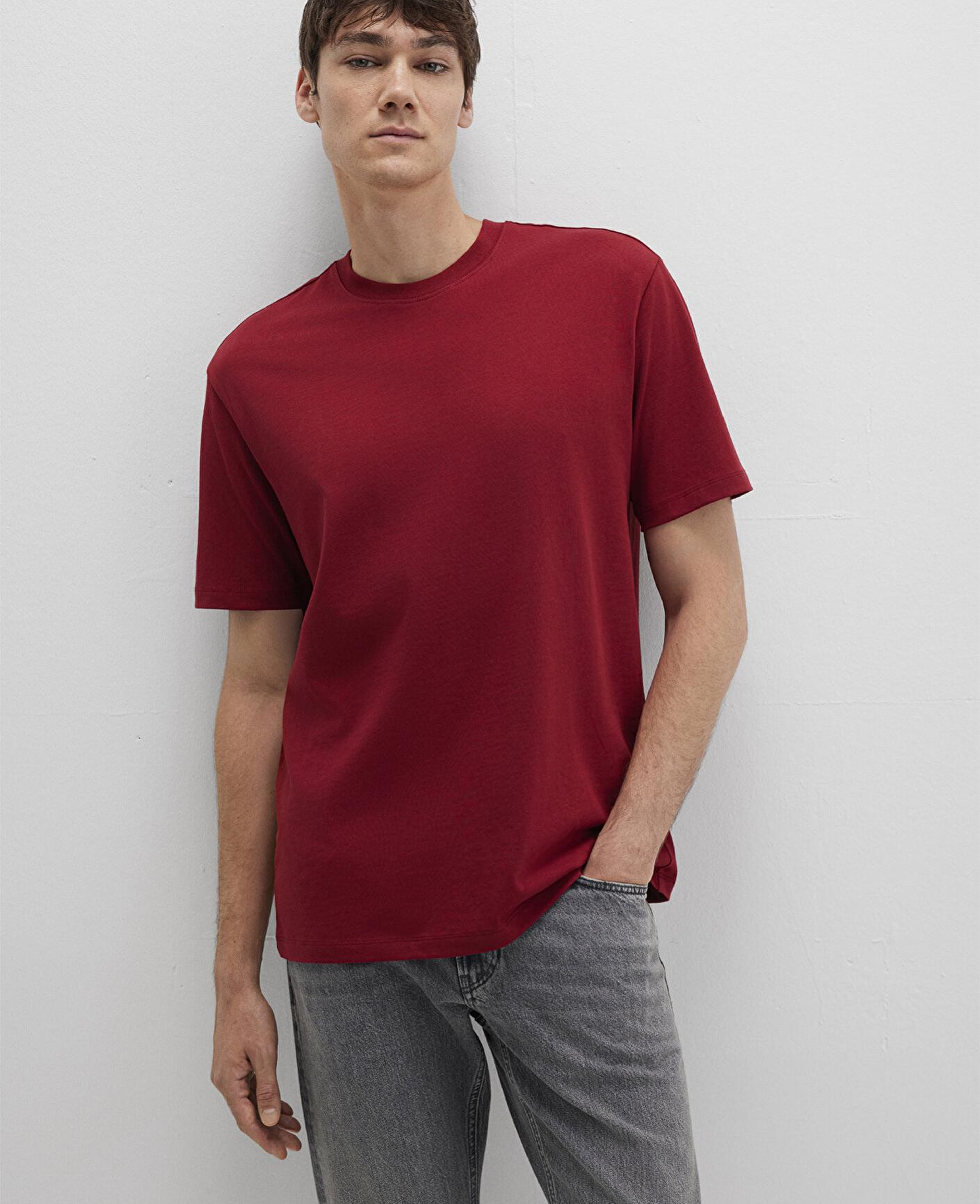 Mavi Kırmızı Basic Tişört Loose Fit / Bol Rahat Kesim 066249-89065