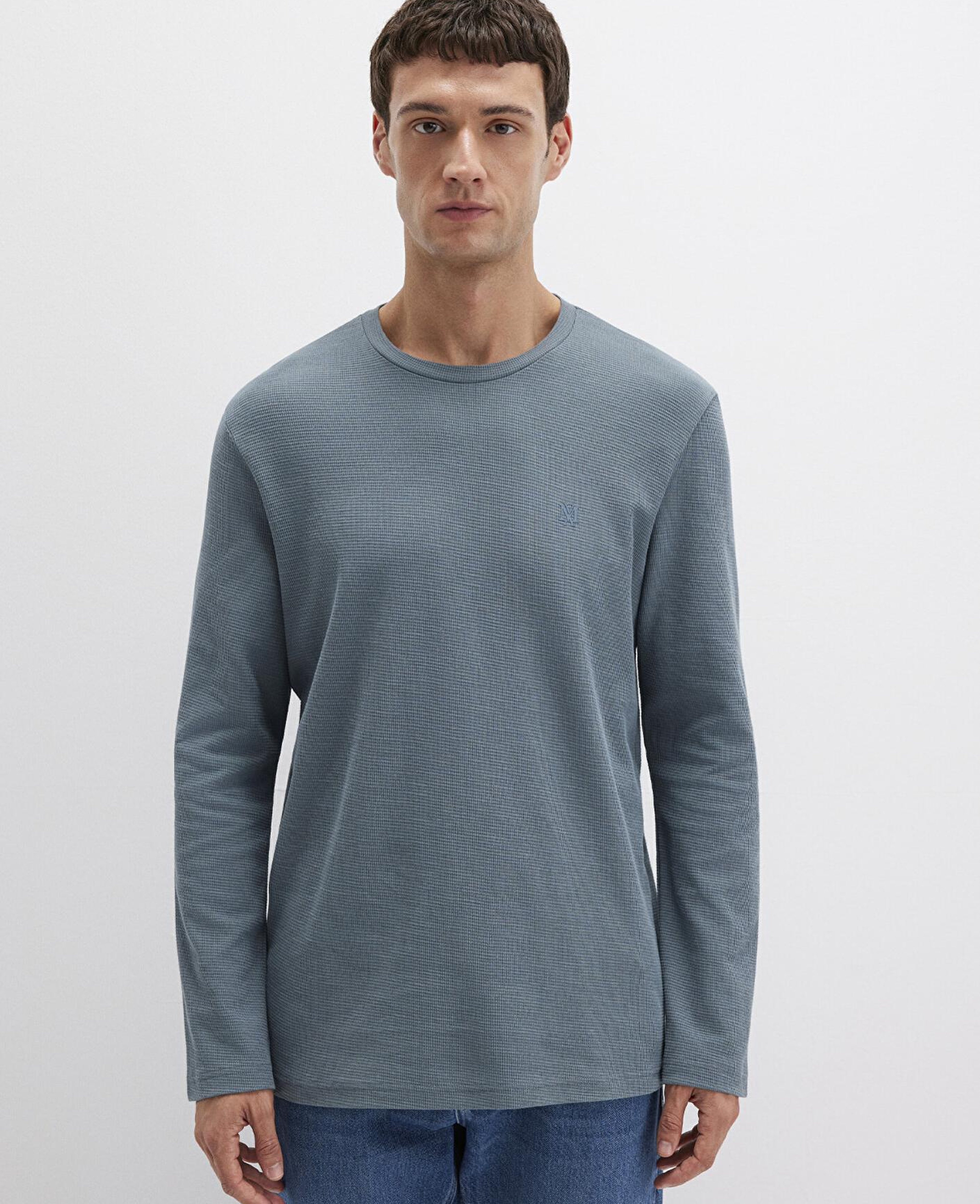 Mavi Uzun Kollu Yeşil Basic Tişört Slim Fit / Dar Kesim 065755-80889