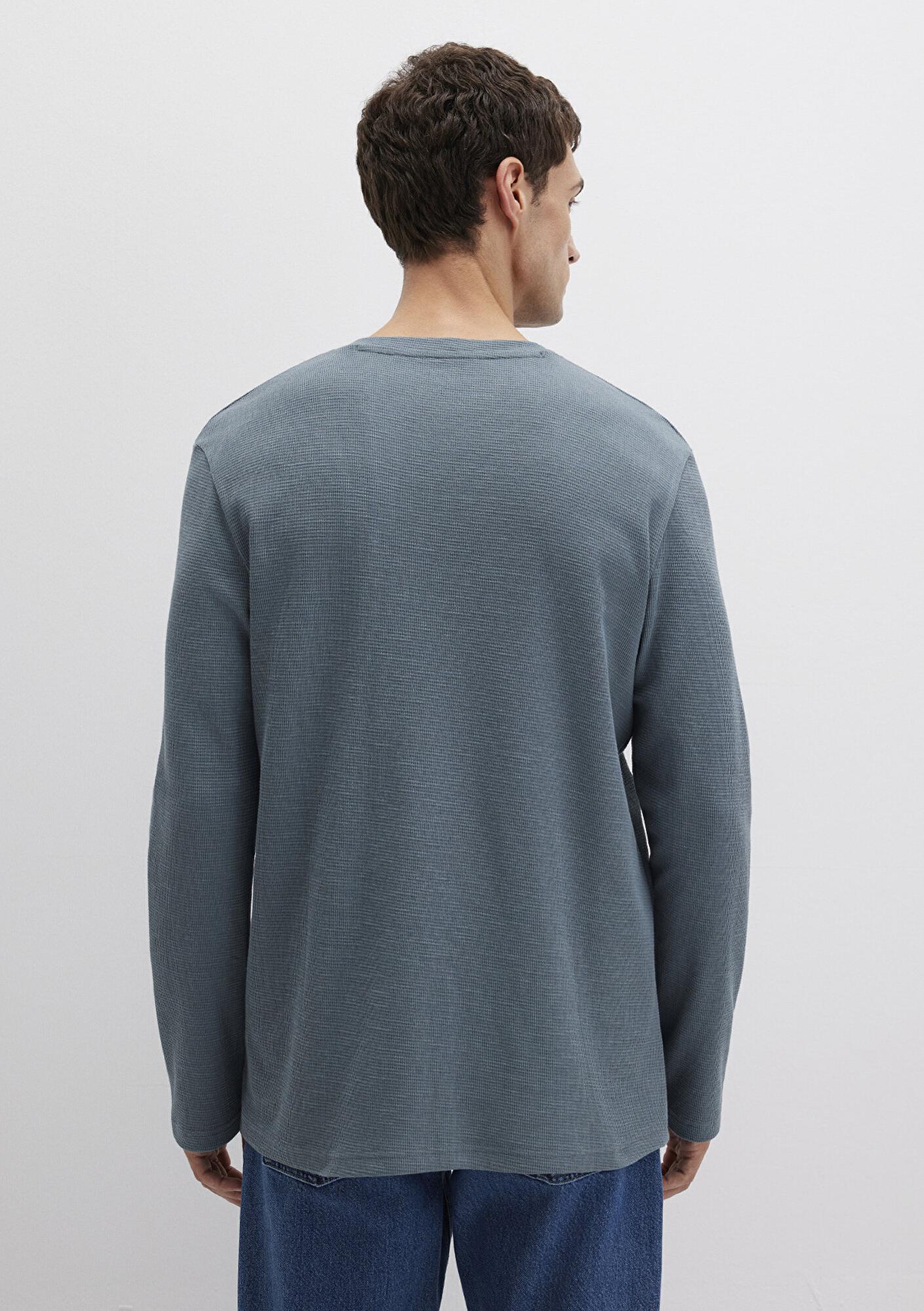 Mavi Uzun Kollu Yeşil Basic Tişört Slim Fit / Dar Kesim 065755-80889