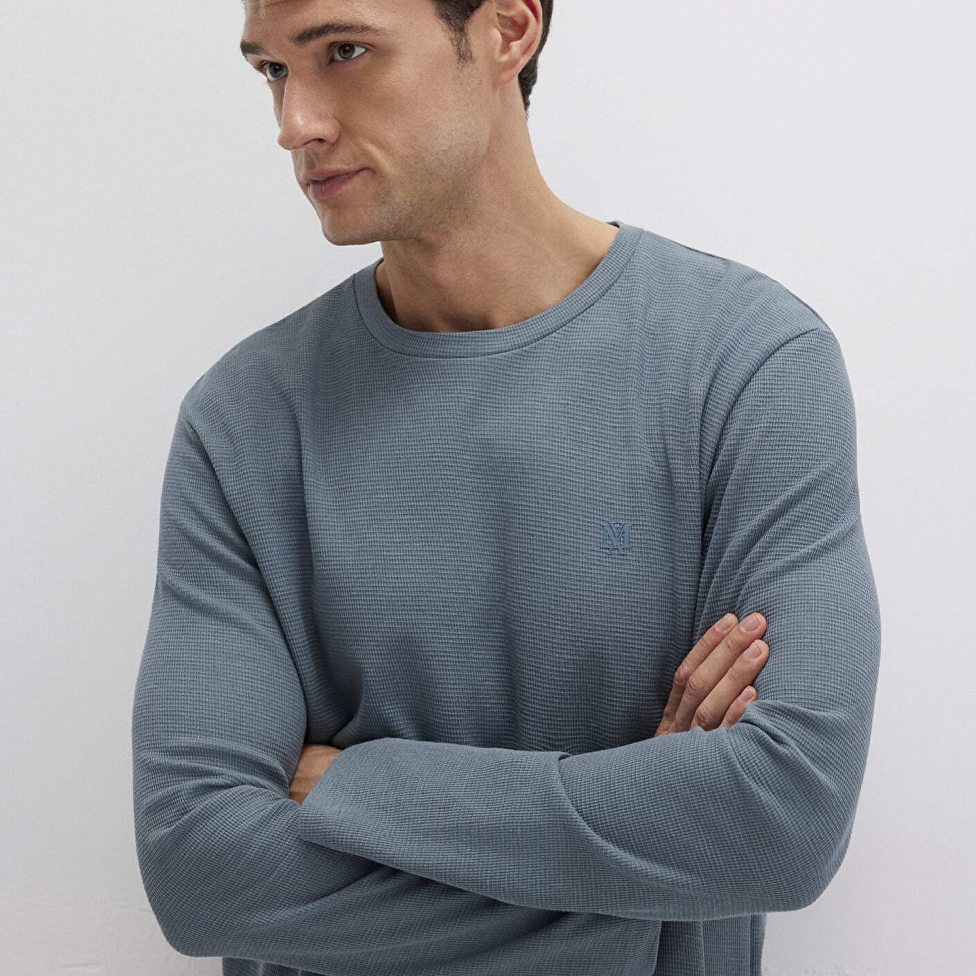 Mavi Uzun Kollu Yeşil Basic Tişört Slim Fit / Dar Kesim 065755-80889