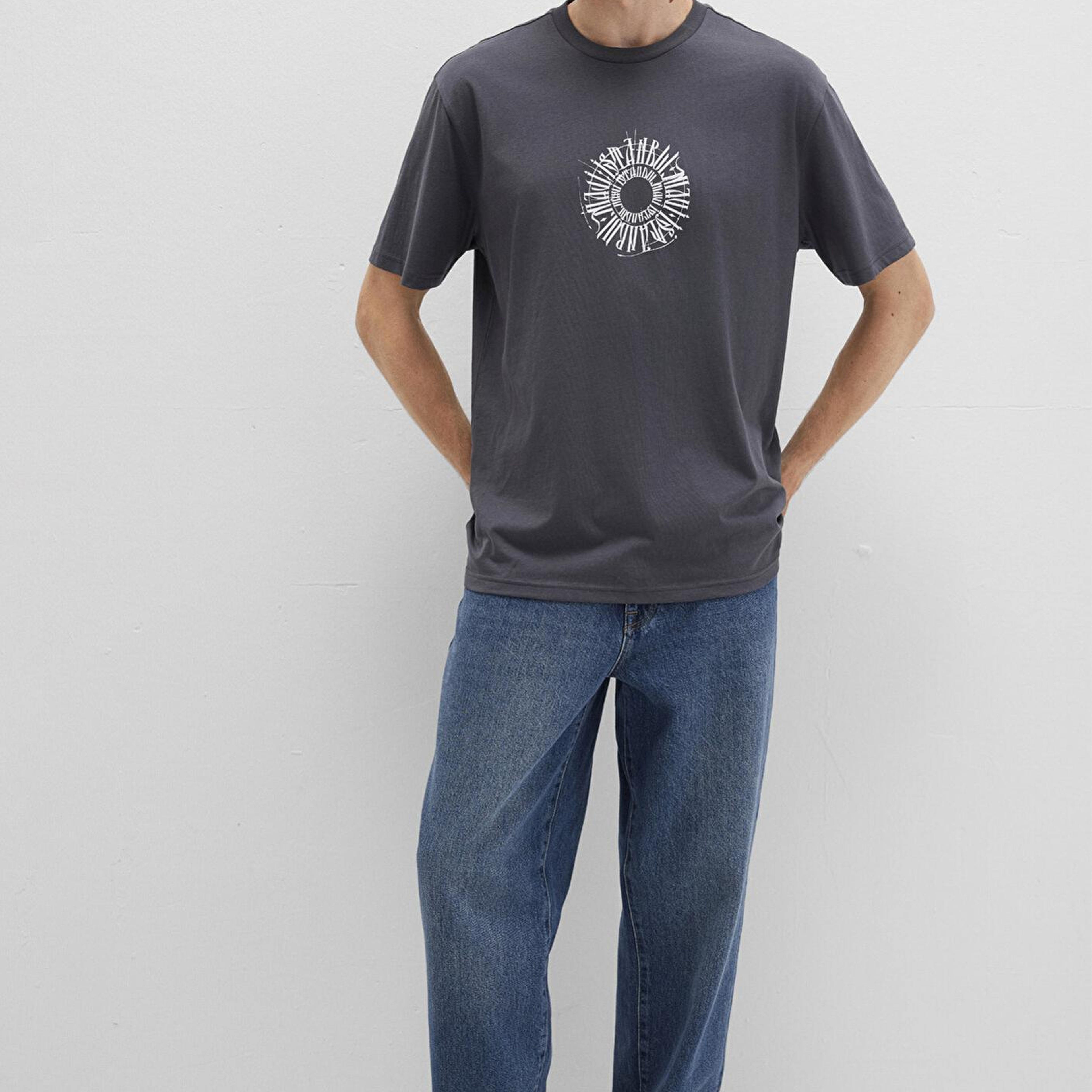 Mavi Sırt Baskılı İstanbul Tişört Loose Fit / Bol Rahat Kesim 0612449-80106