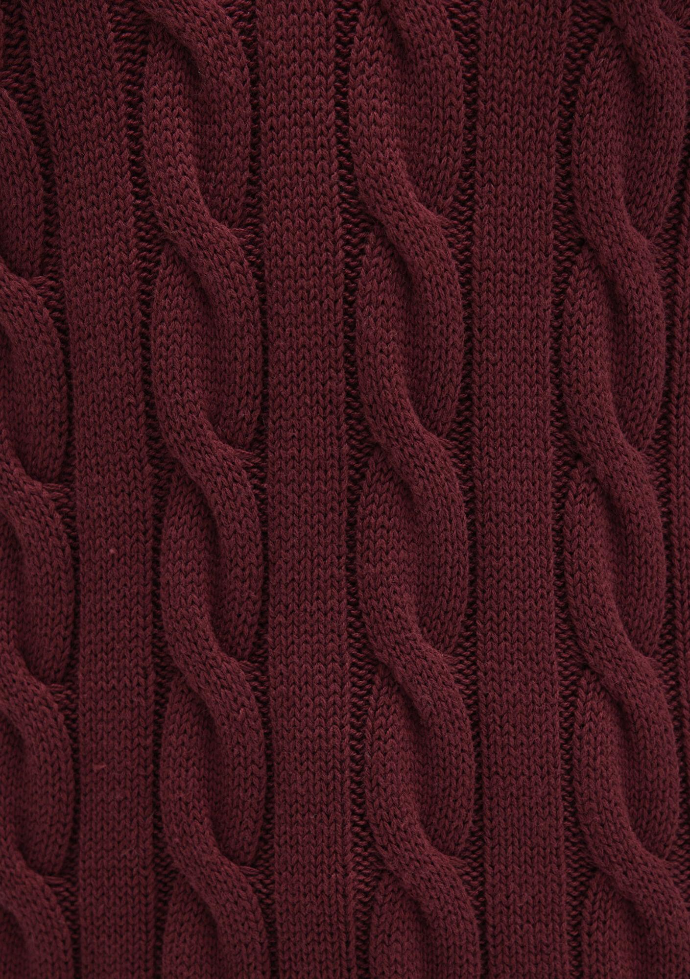 Mavi İpek Karışımlı V Yaka Bordo Kazak Slim Fit / Dar Kesim 1710720-85493