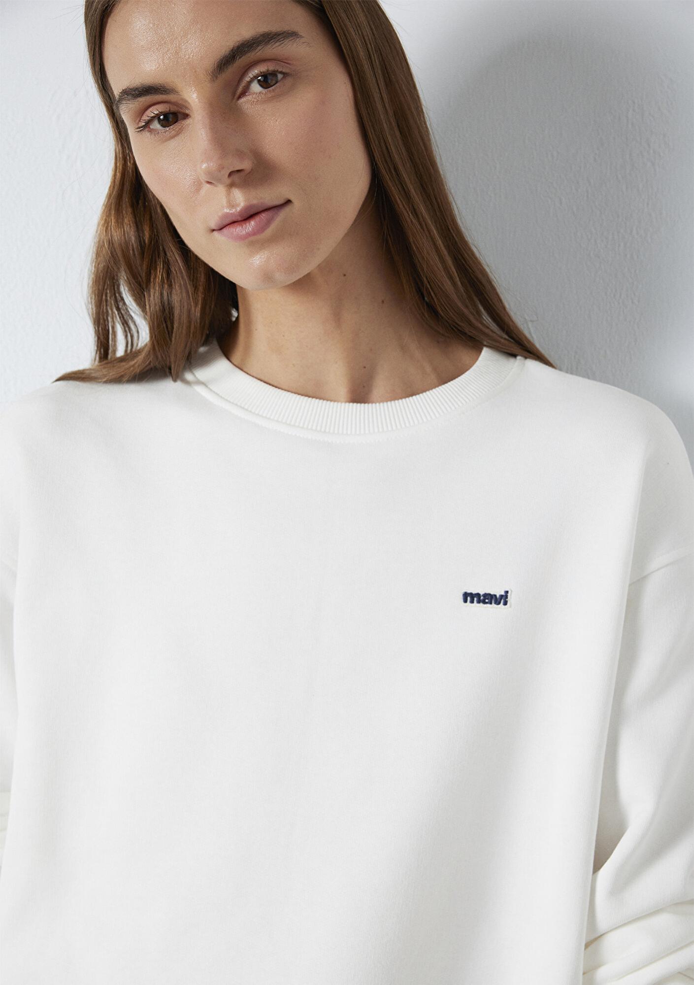 Mavi Mavi Nakışlı Ekru Sweatshirt 1S10366-70057